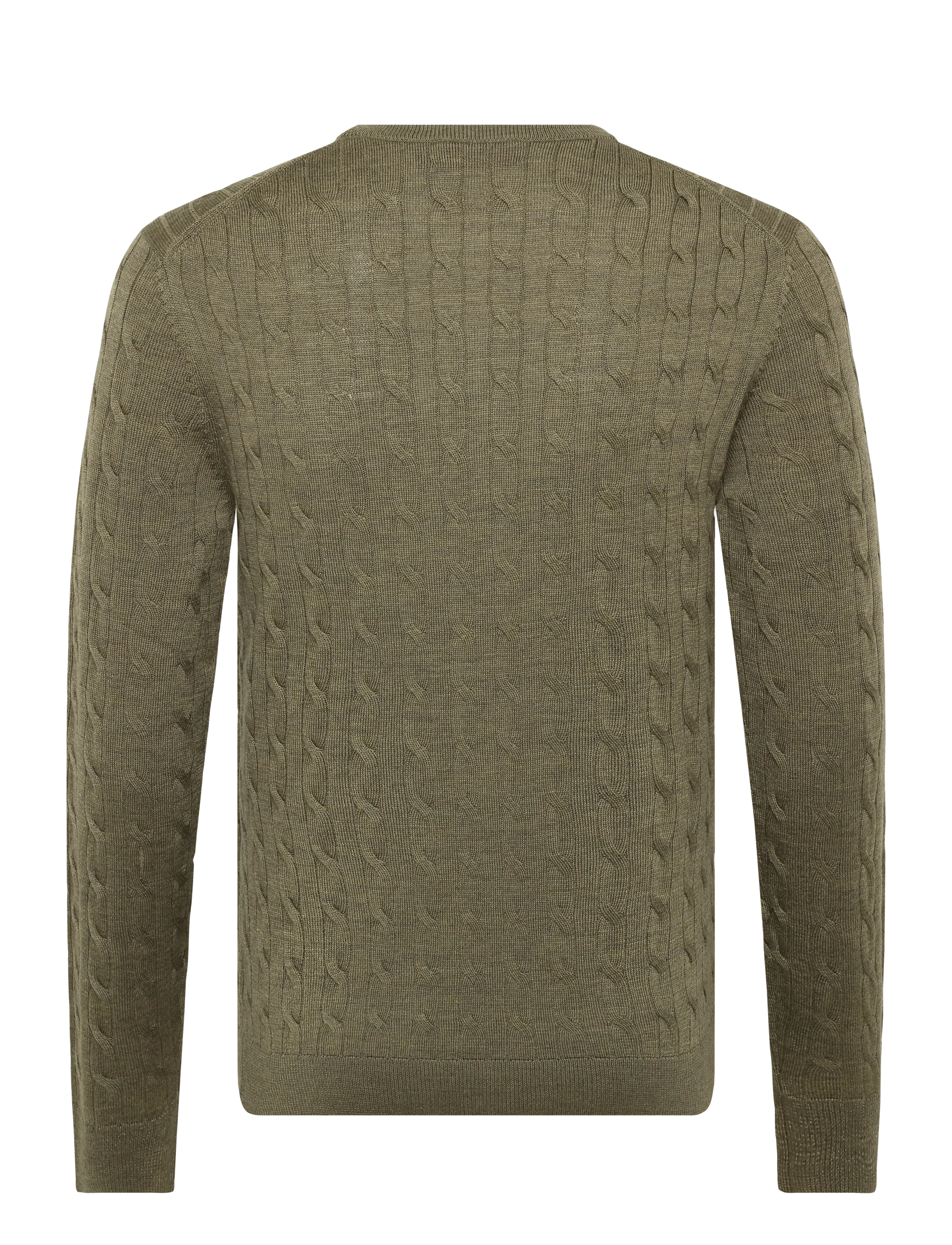 Morris - Merino Cable Oneck - rundhals - olive - 2