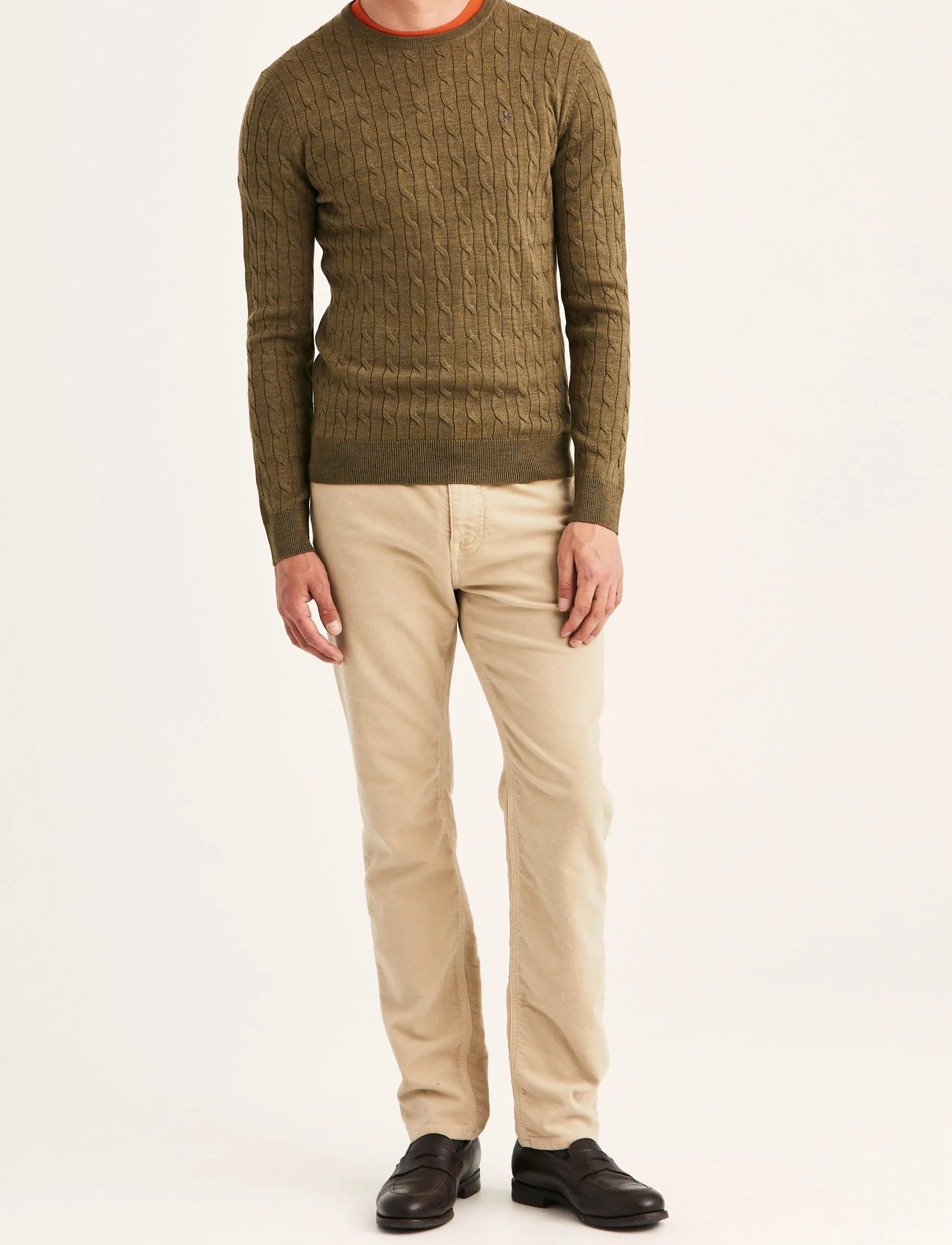 Morris - Merino Cable Oneck - rundhals - olive - 3