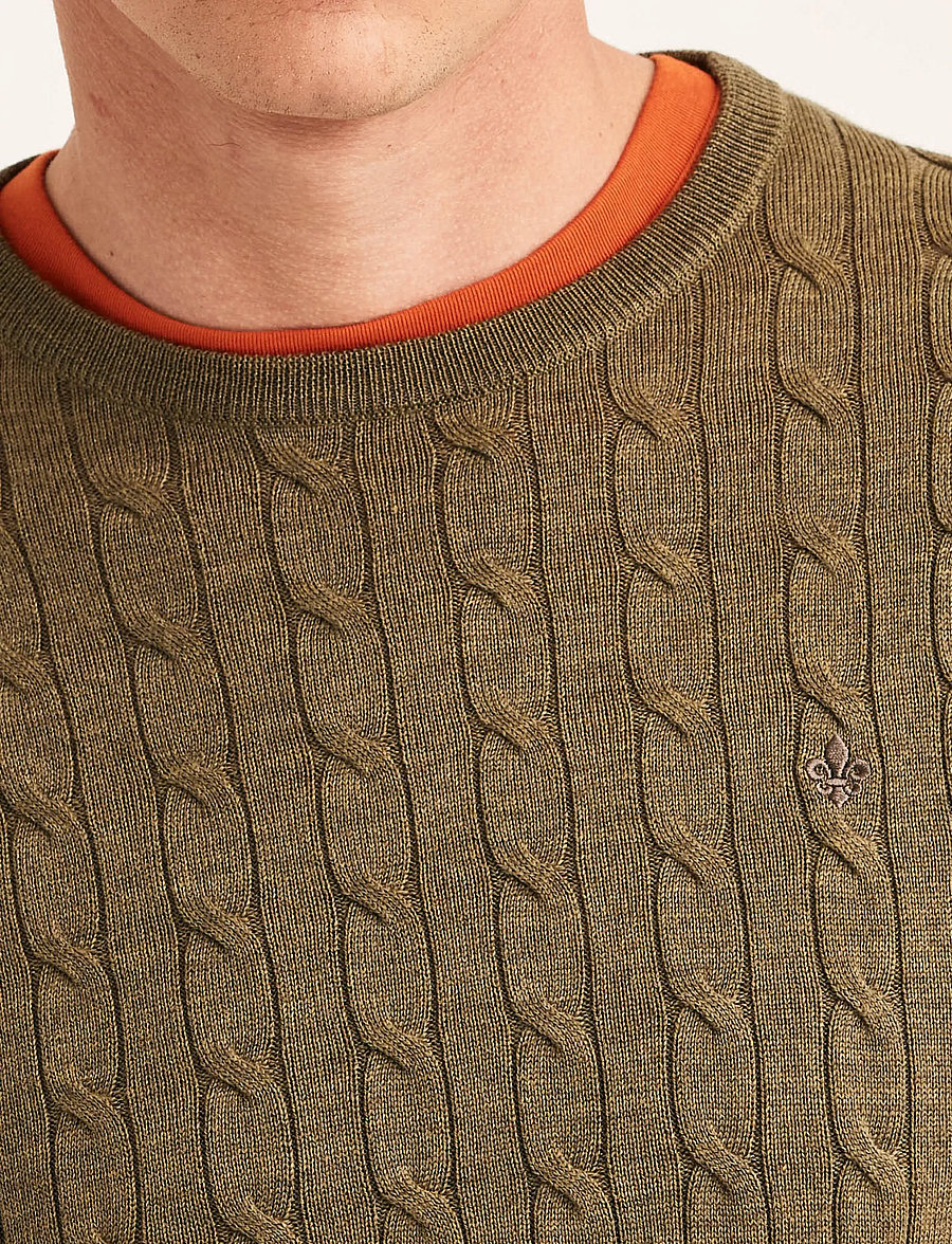 Morris - Merino Cable Oneck - rundhals - olive - 5