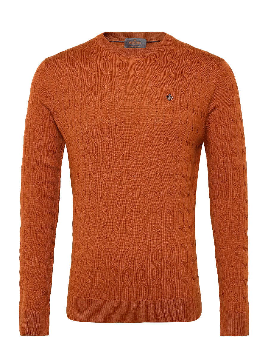Morris - Merino Cable Oneck - rundhals - orange - 1