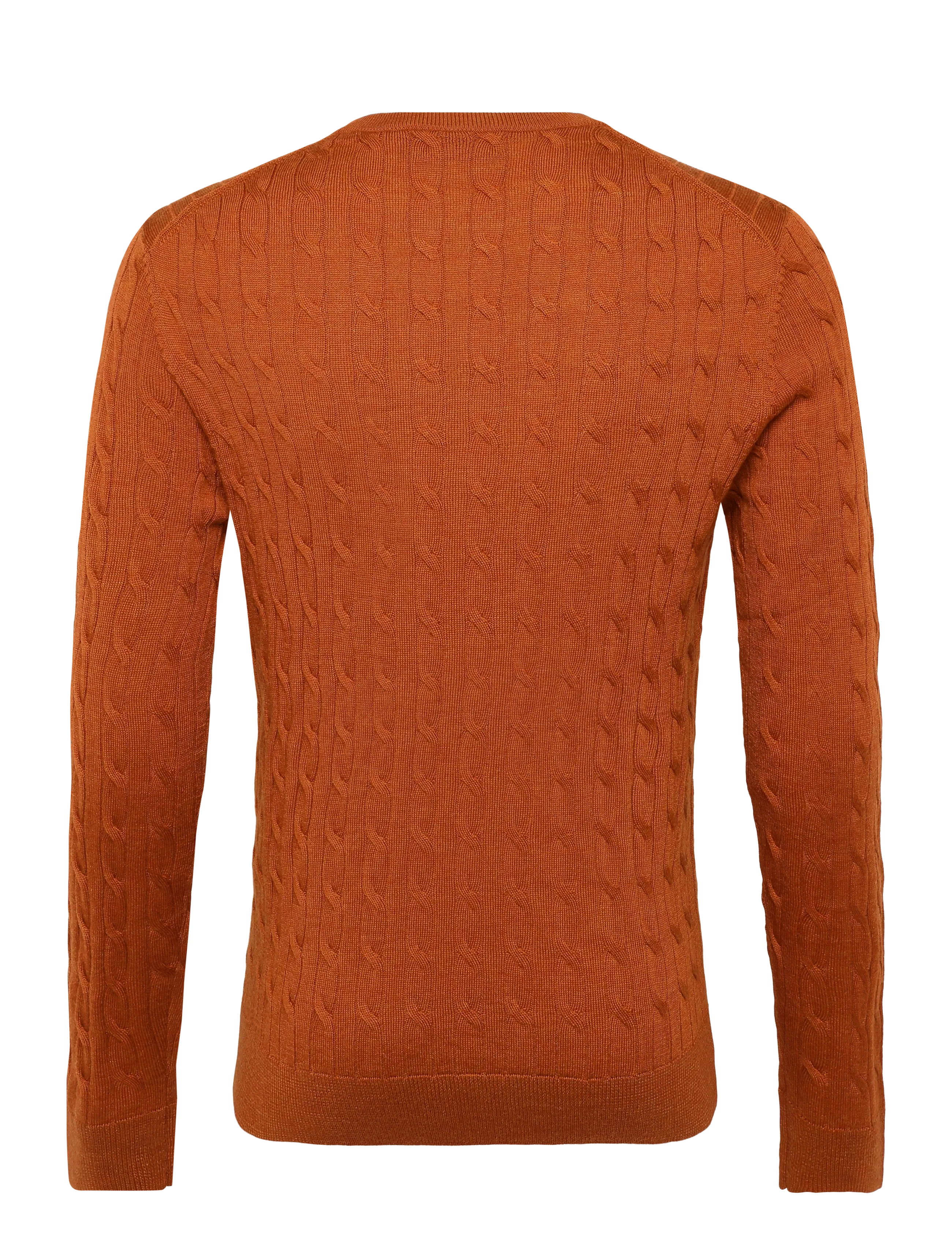 Morris - Merino Cable Oneck - rundhals - orange - 2