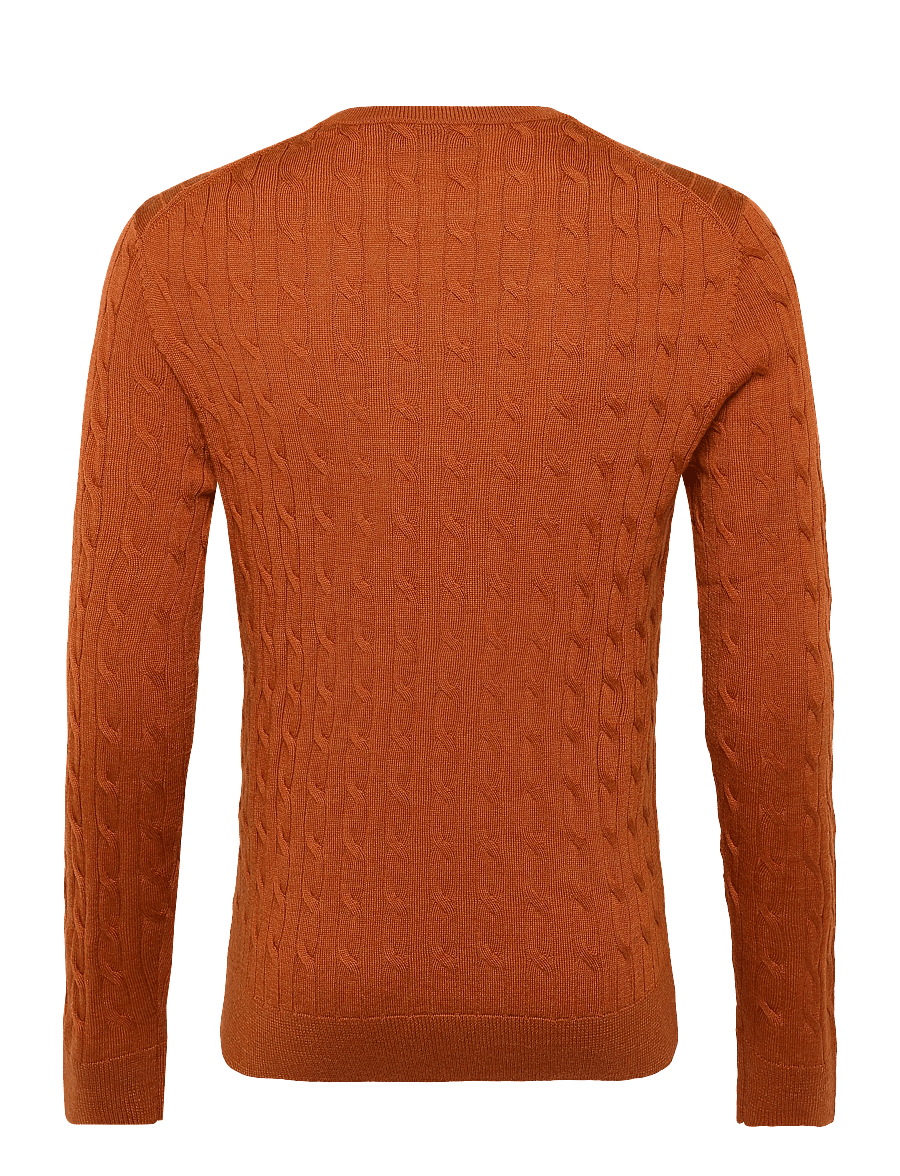 Morris - Merino Cable Oneck - rundhals - orange - 2