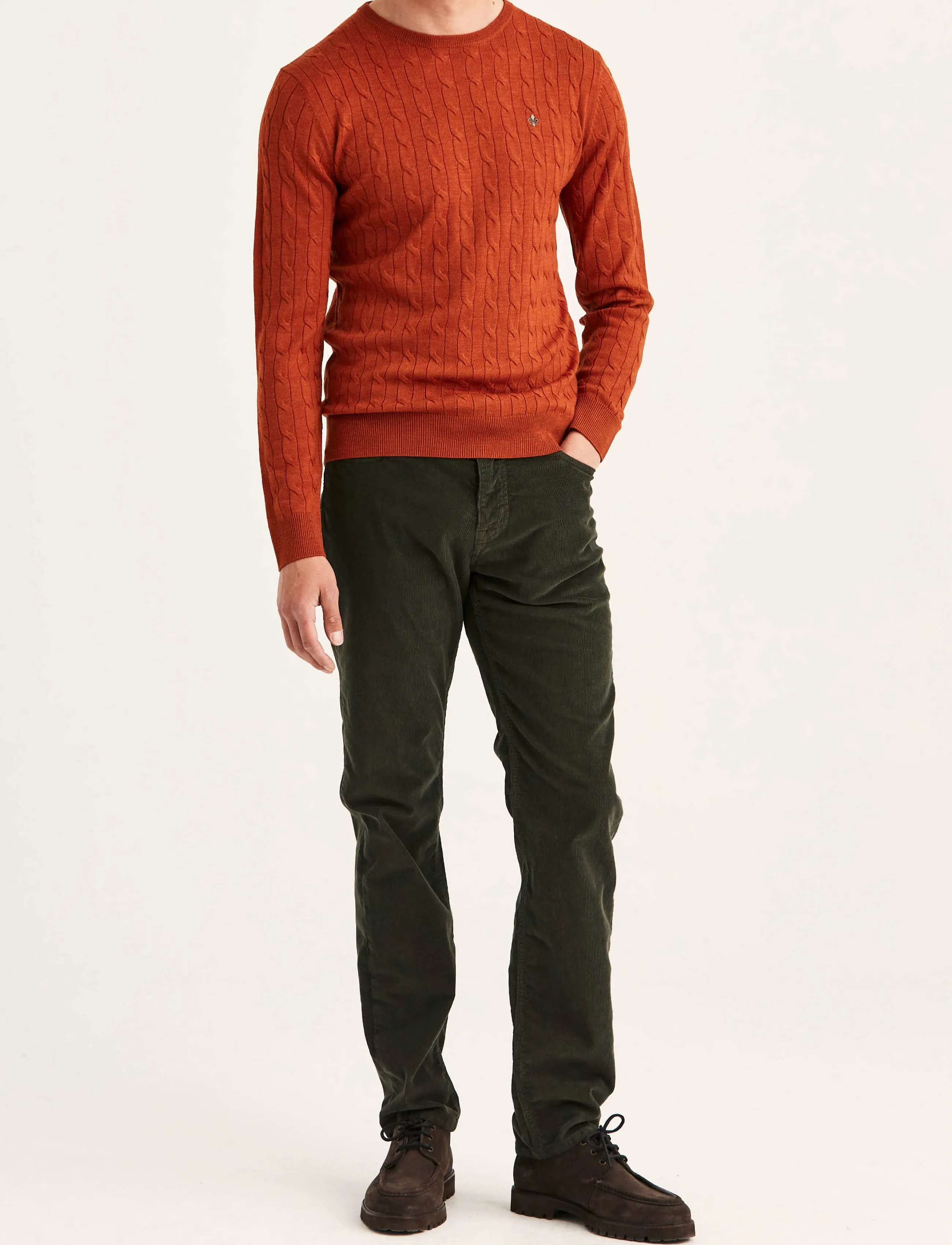 Morris - Merino Cable Oneck - rundhals - orange - 3