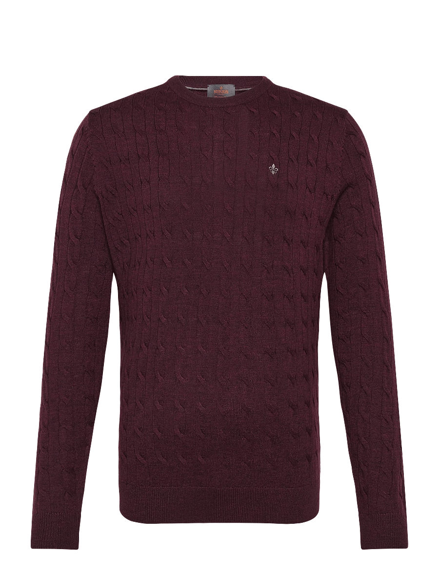 Morris - Merino Cable Oneck - rundhals - wine red - 1