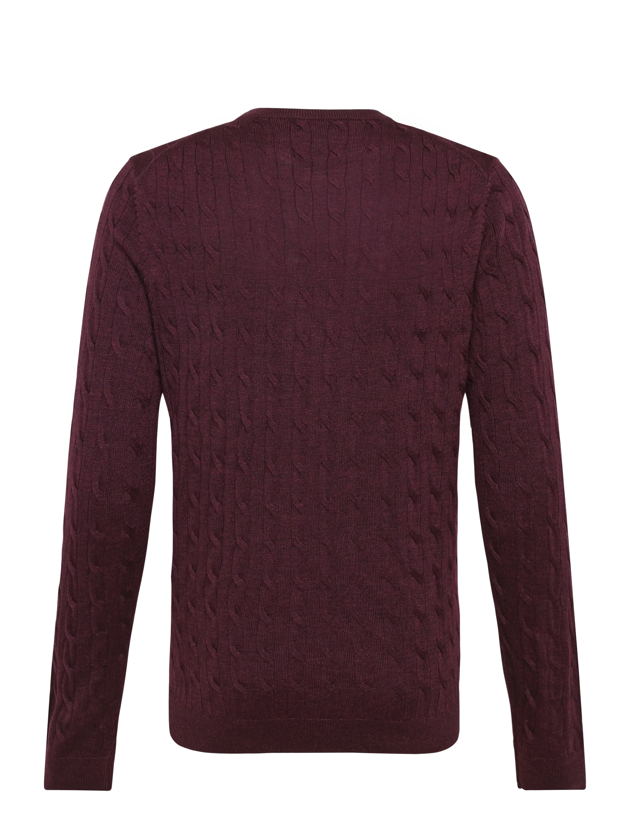 Morris - Merino Cable Oneck - rundhals - wine red - 2