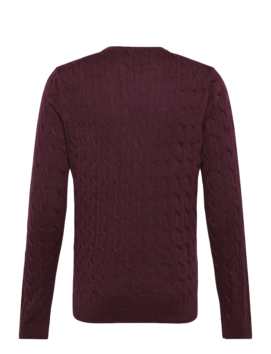 Morris - Merino Cable Oneck - rundhals - wine red - 2