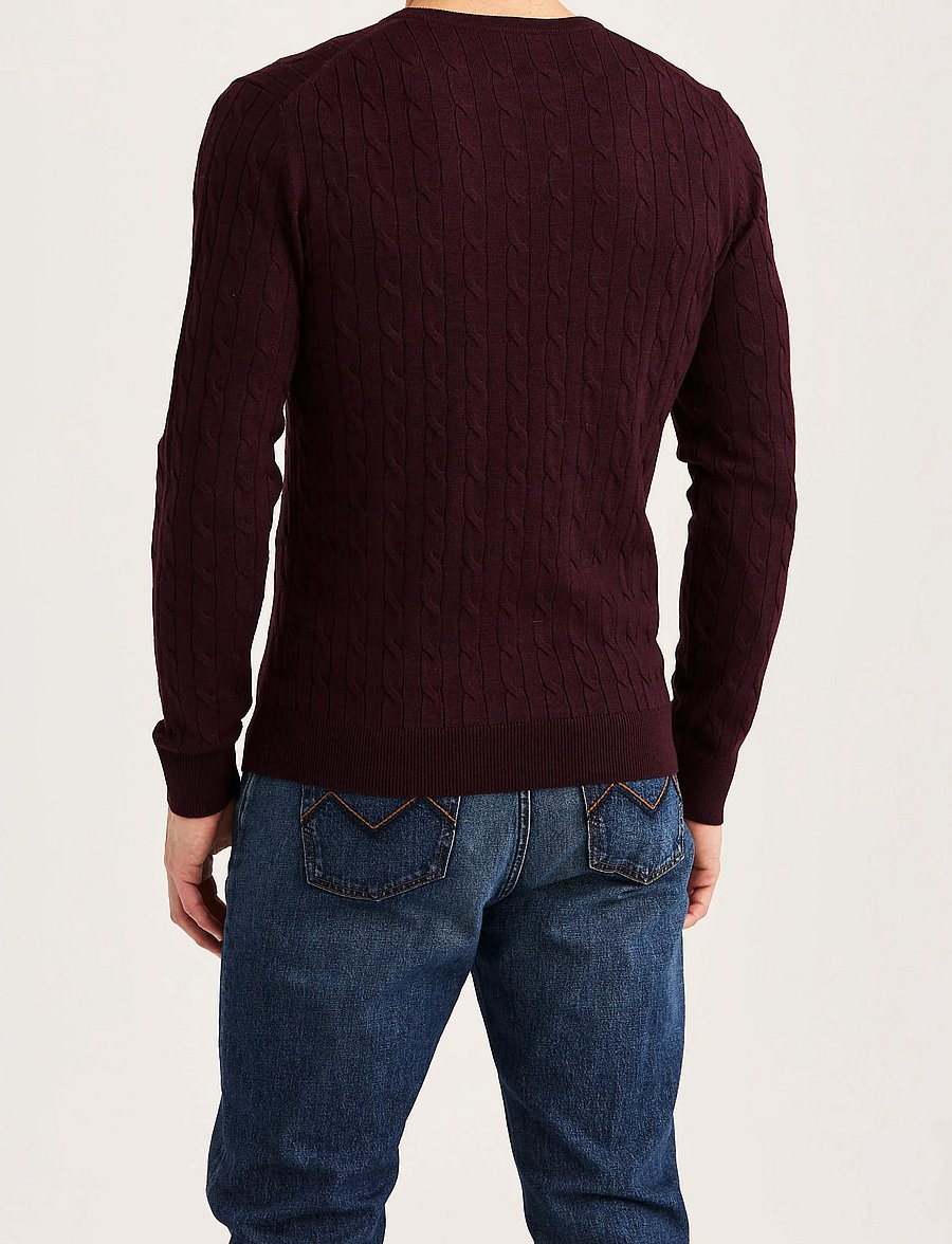 Morris - Merino Cable Oneck - rundhals - wine red - 4