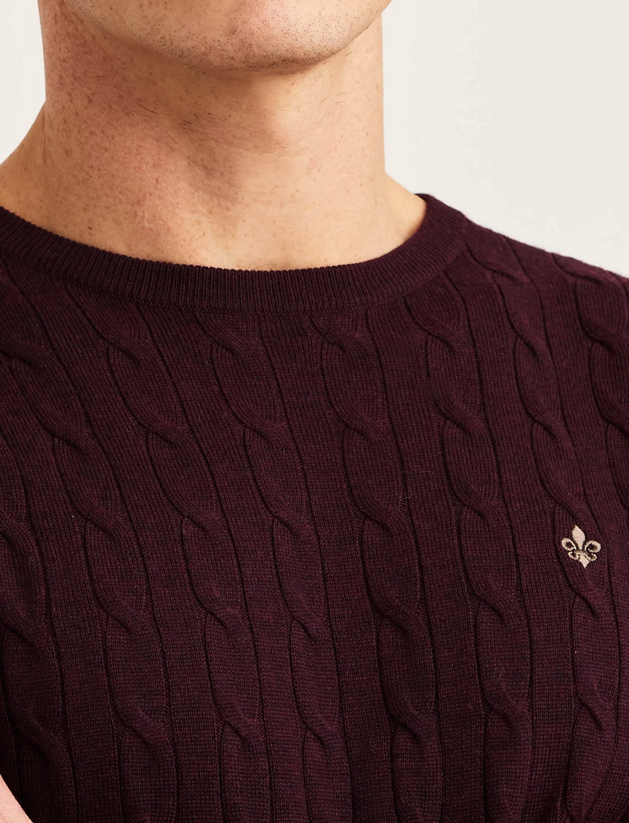 Morris - Merino Cable Oneck - rundhals - wine red - 5