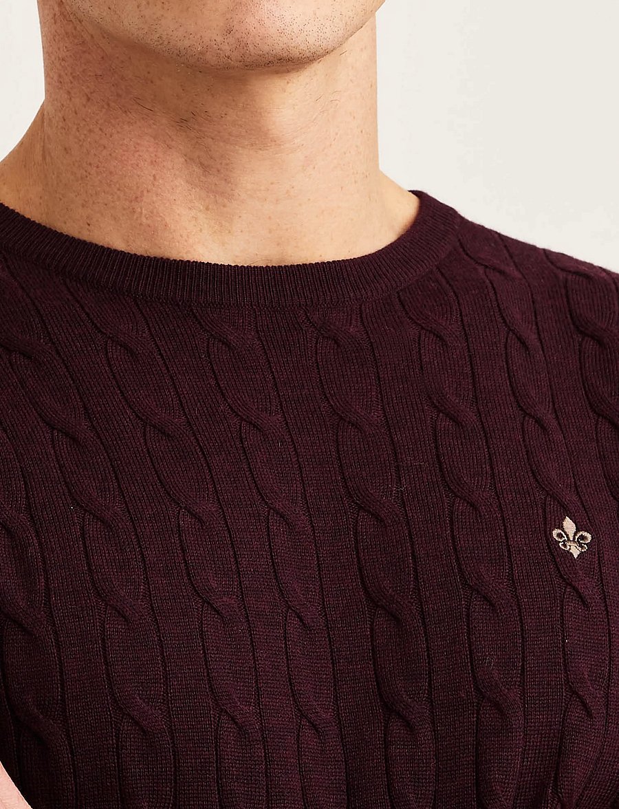 Morris - Merino Cable Oneck - rundhals - wine red - 5