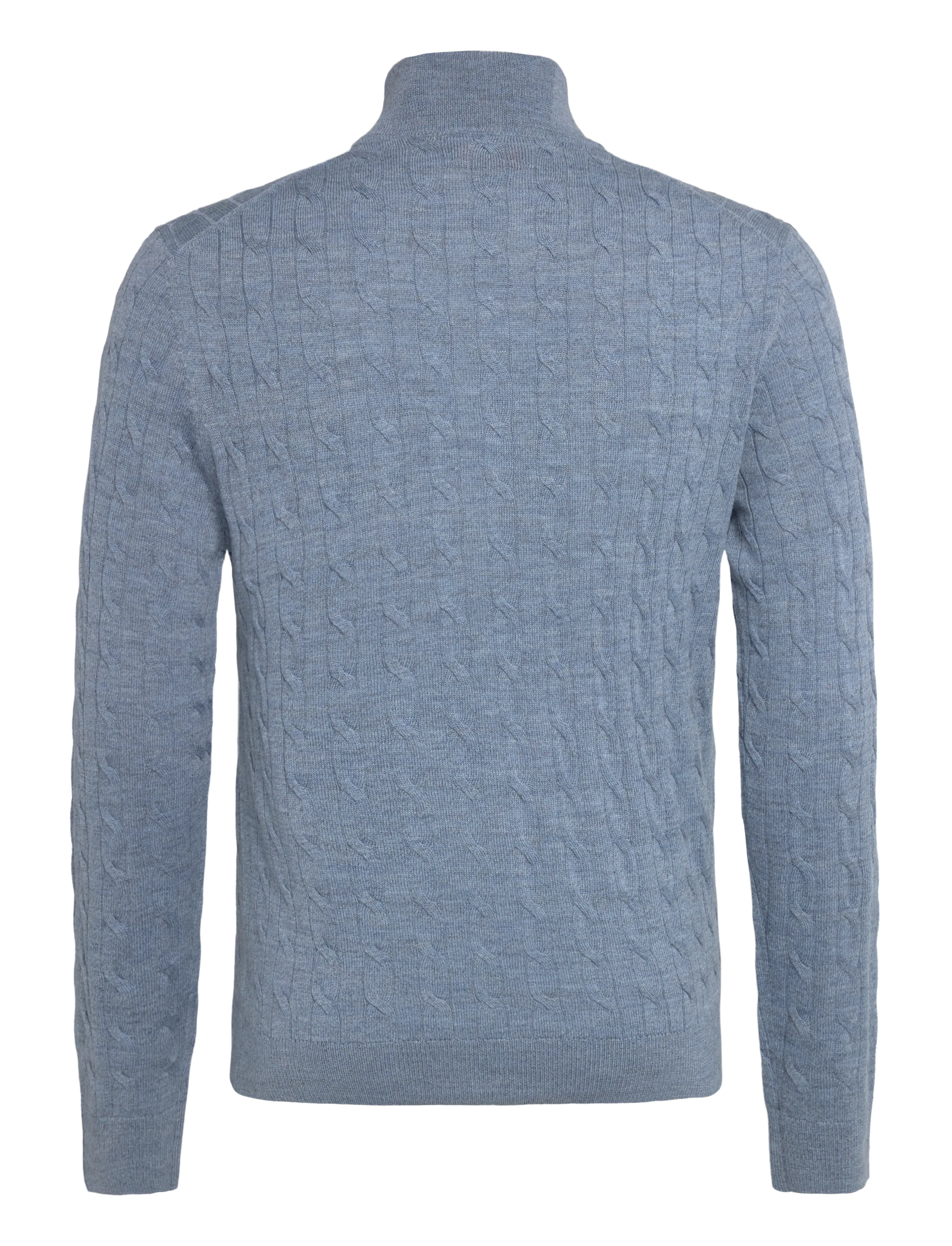 Morris - Merino Cable John Zip - pullover mit halbem reißverschluss - blue - 1