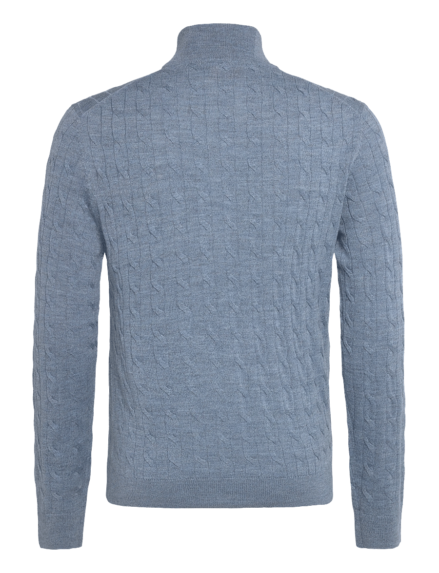 Morris - Merino Cable John Zip - pullover mit halbem reißverschluss - blue - 1