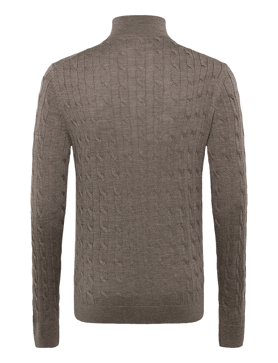 Morris - Merino Cable John Zip - pullover mit halbem reißverschluss - brown - 1