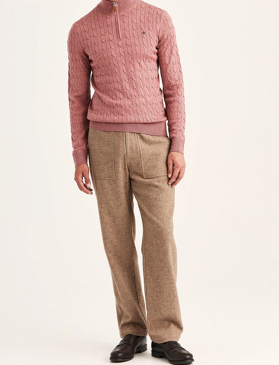 Morris - Merino Cable John Zip - pullover mit halbem reißverschluss - cerise - 3