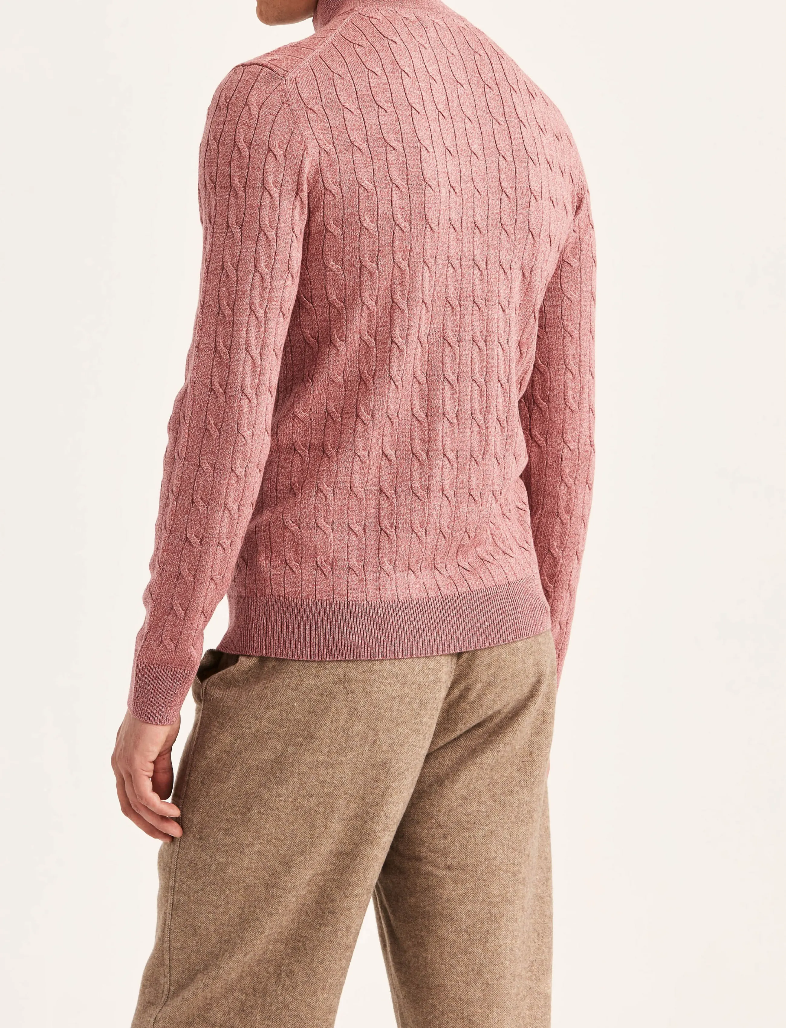 Morris - Merino Cable John Zip - pullover mit halbem reißverschluss - cerise - 4