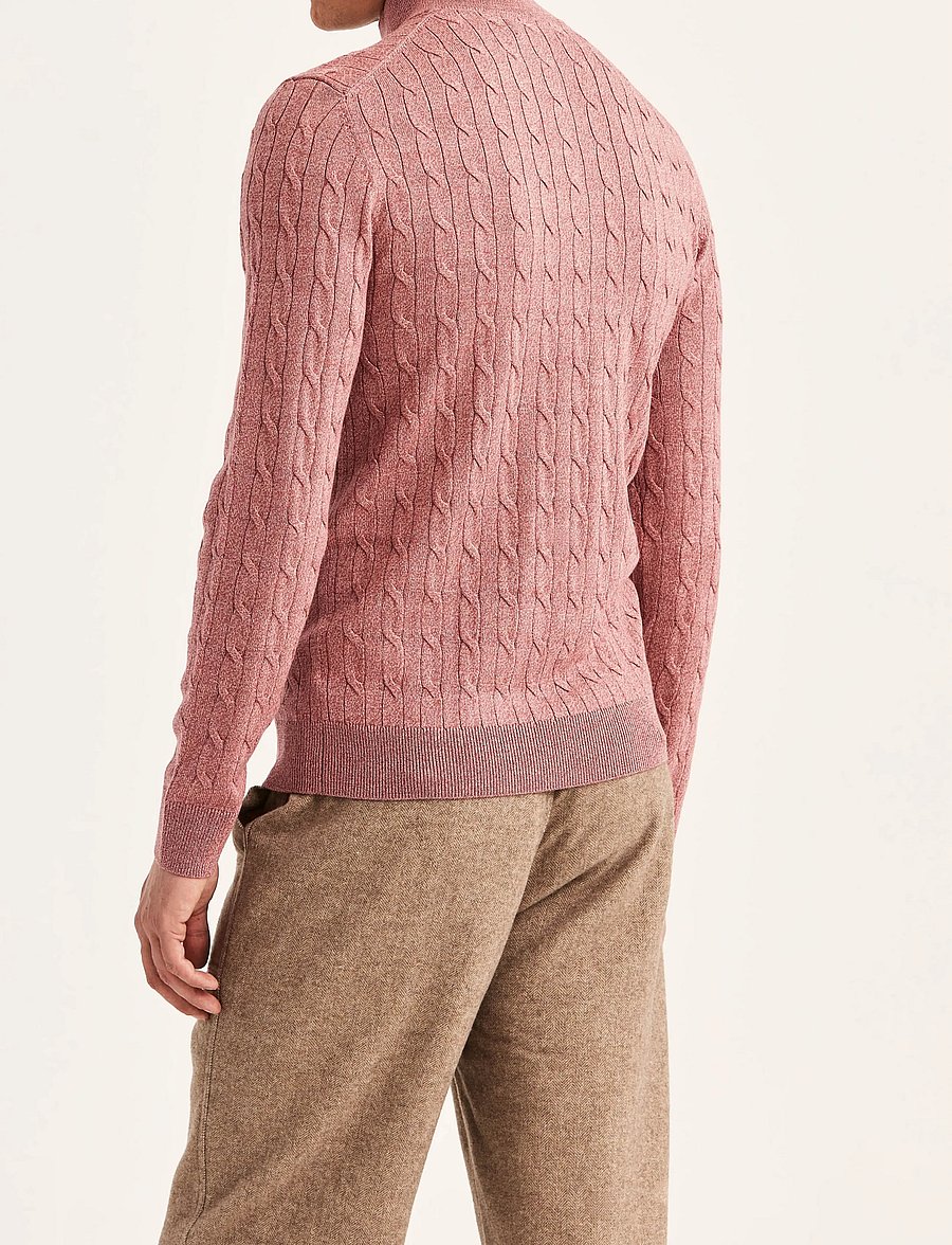 Morris - Merino Cable John Zip - pullover mit halbem reißverschluss - cerise - 4