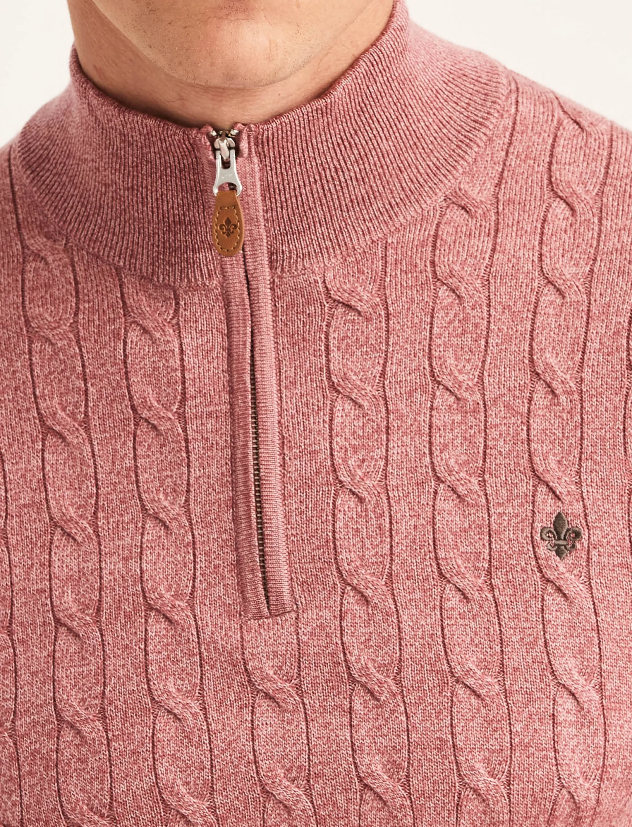 Morris - Merino Cable John Zip - pullover mit halbem reißverschluss - cerise - 5