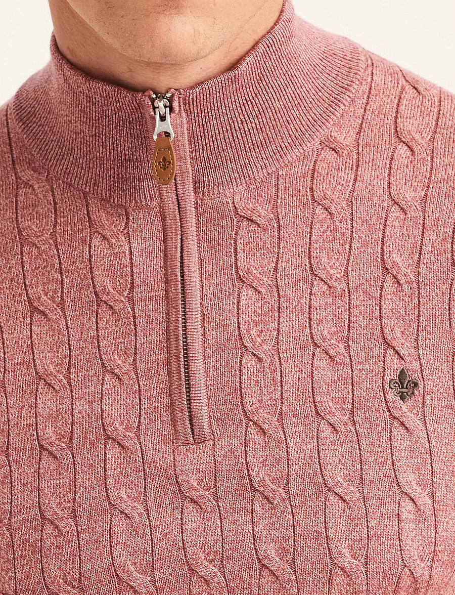 Morris - Merino Cable John Zip - pullover mit halbem reißverschluss - cerise - 5