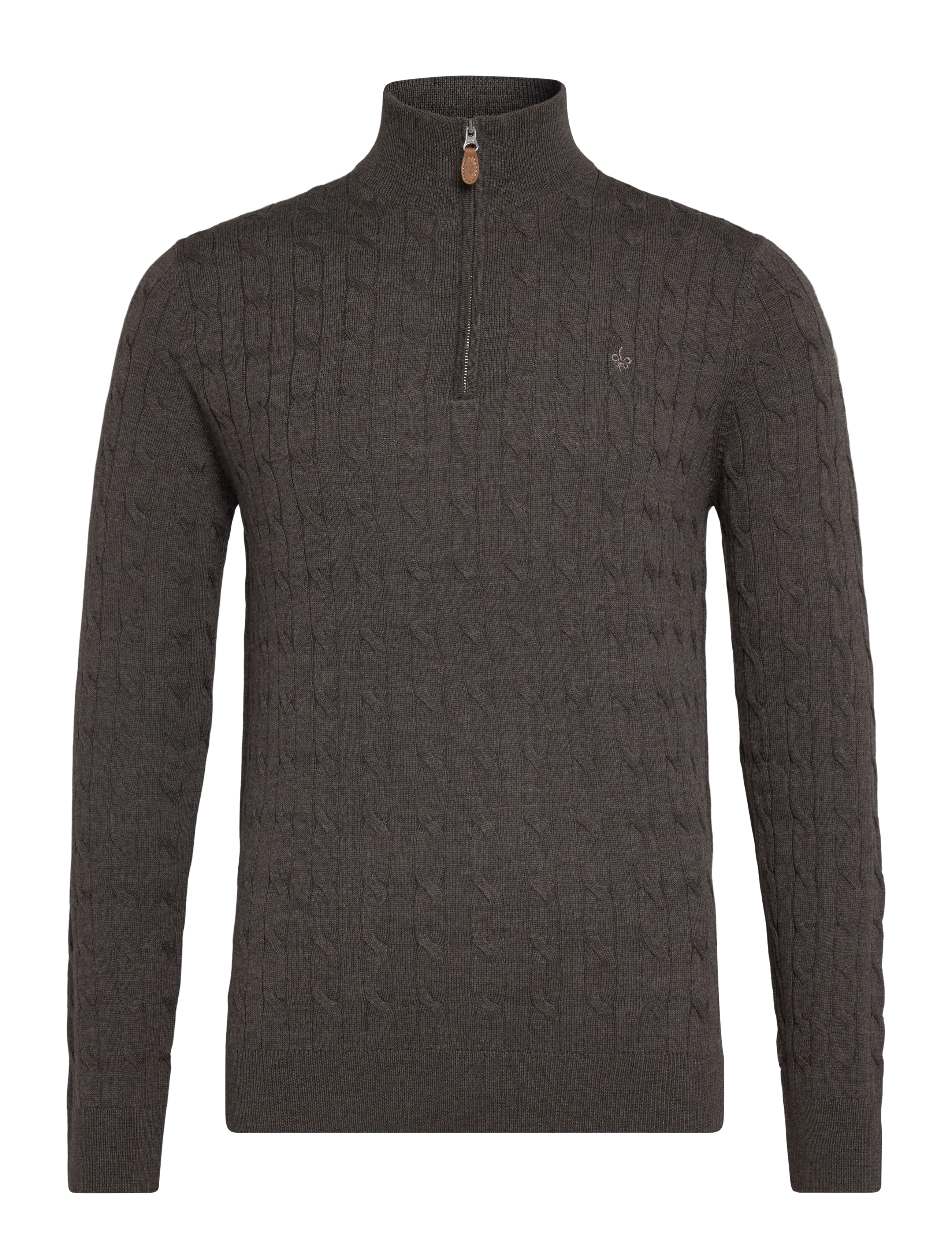 Morris Merino Cable John Zip - Kudumid - DARK BROWN / brown