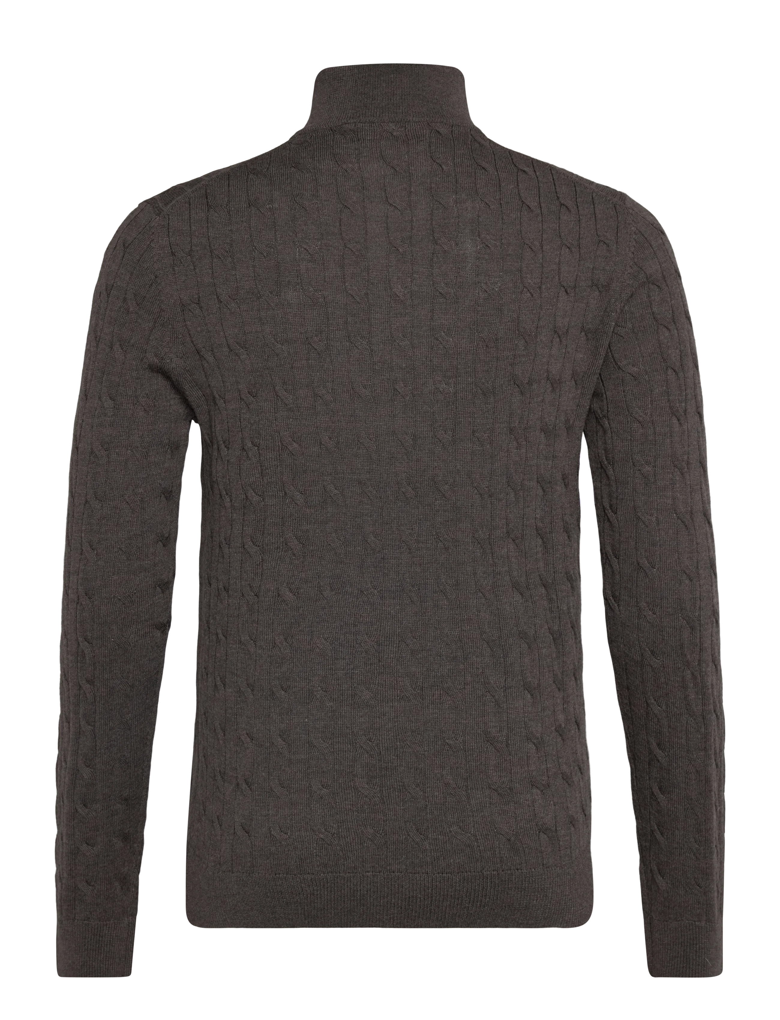 Morris - Merino Cable John Zip - poolpika lukuga džemprid - dark brown - 1