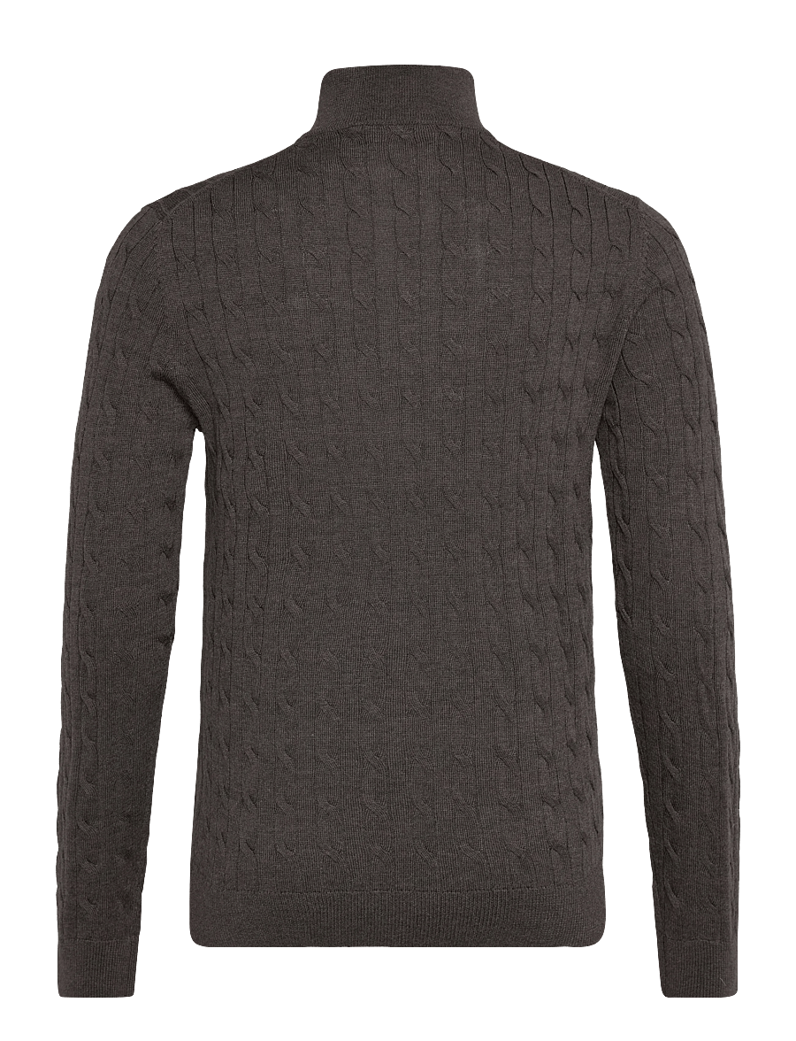 Morris - Merino Cable John Zip - poolpika lukuga džemprid - dark brown - 1
