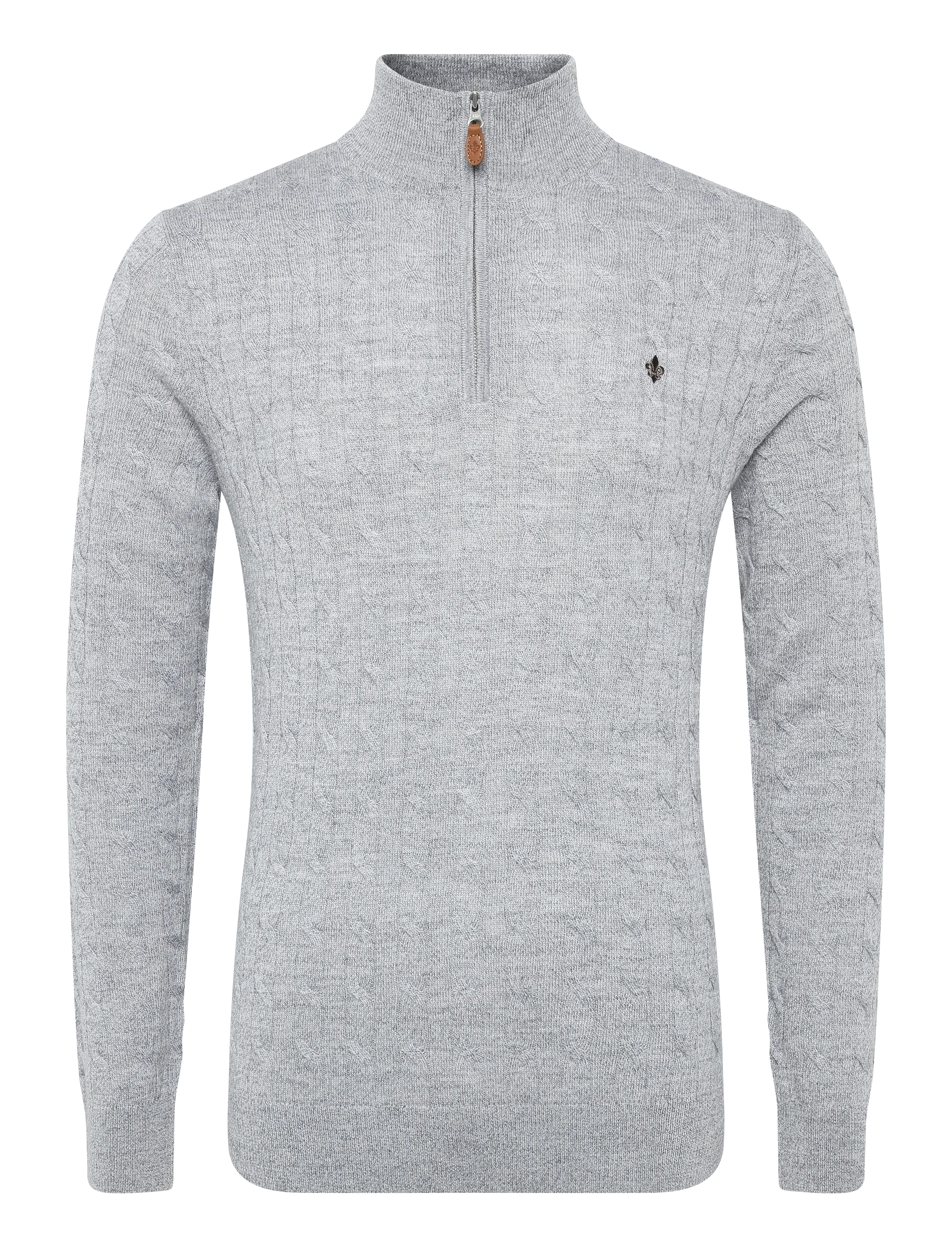 Morris Merino Cable John Zip - Strickmode - GREY / grey