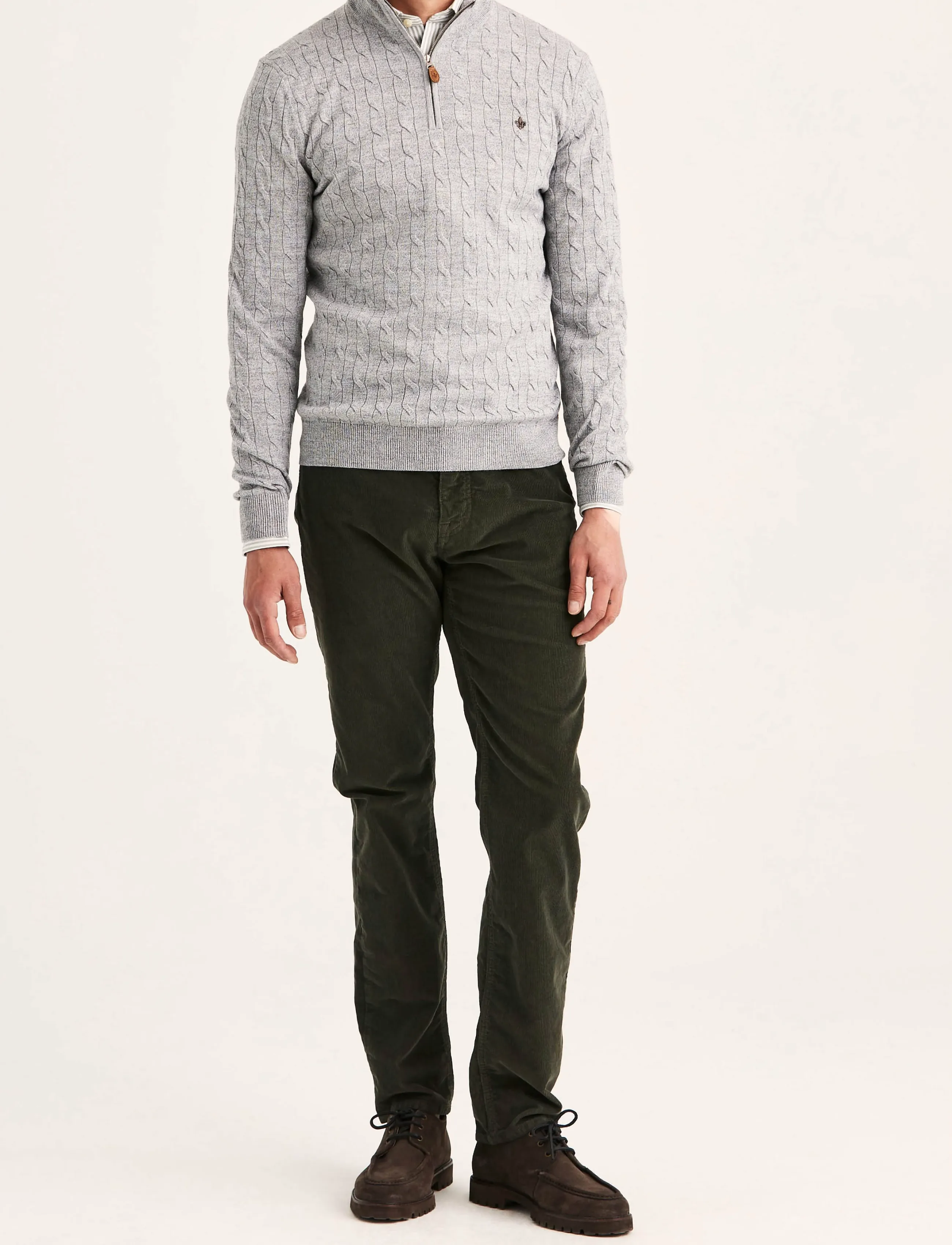 Morris - Merino Cable John Zip - pullover mit halbem reißverschluss - grey - 3