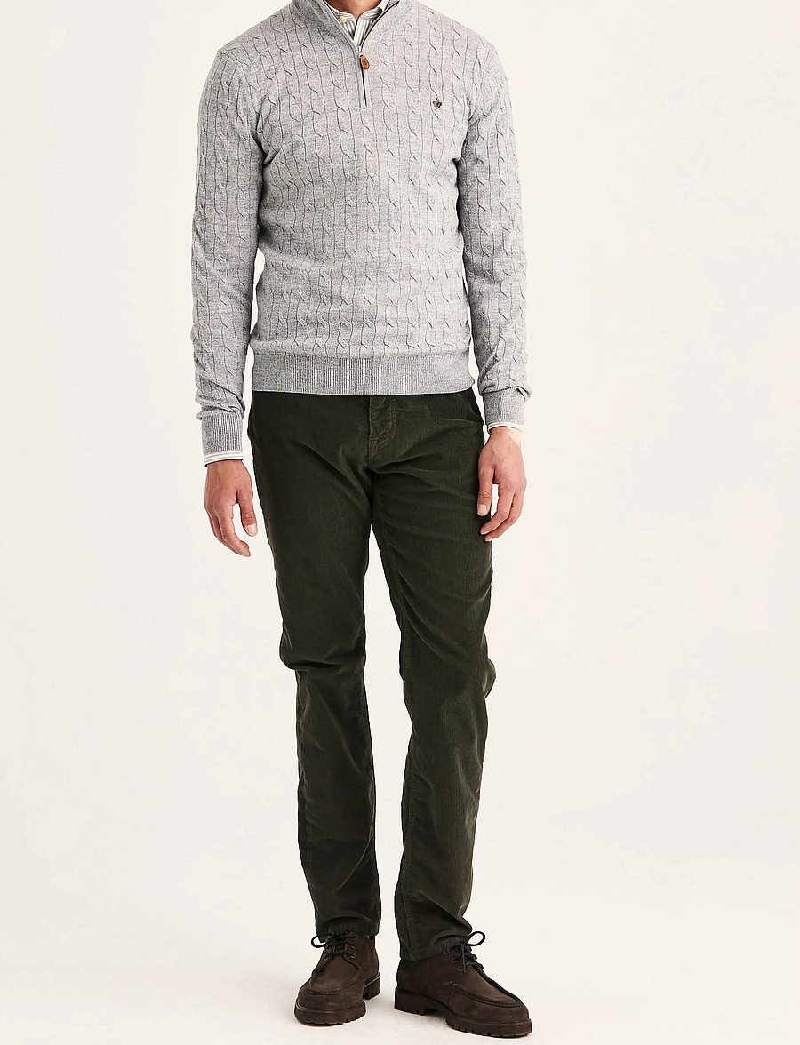 Morris - Merino Cable John Zip - pullover mit halbem reißverschluss - grey - 3