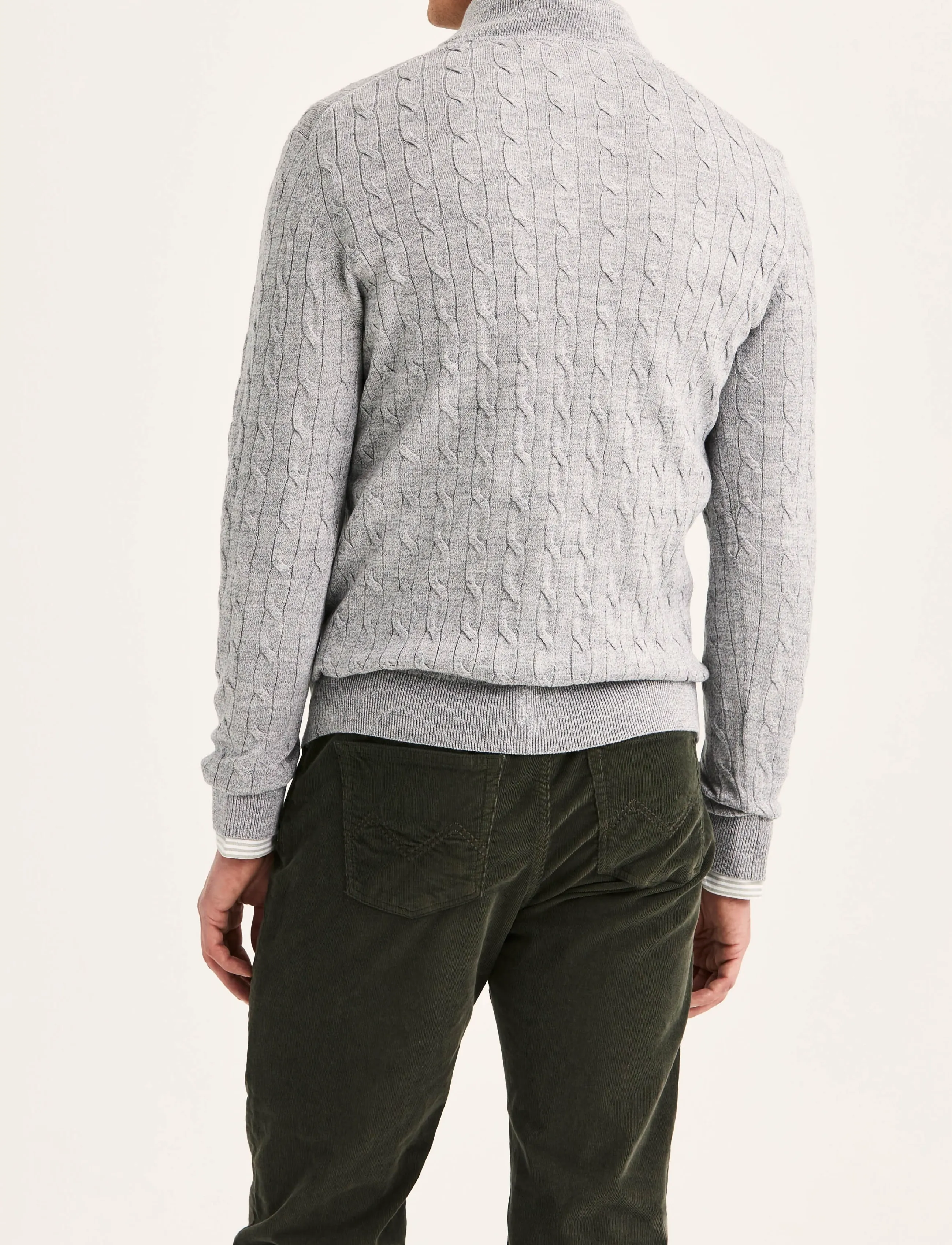 Morris Merino Cable John Zip stickade tröjor herr – bild 3