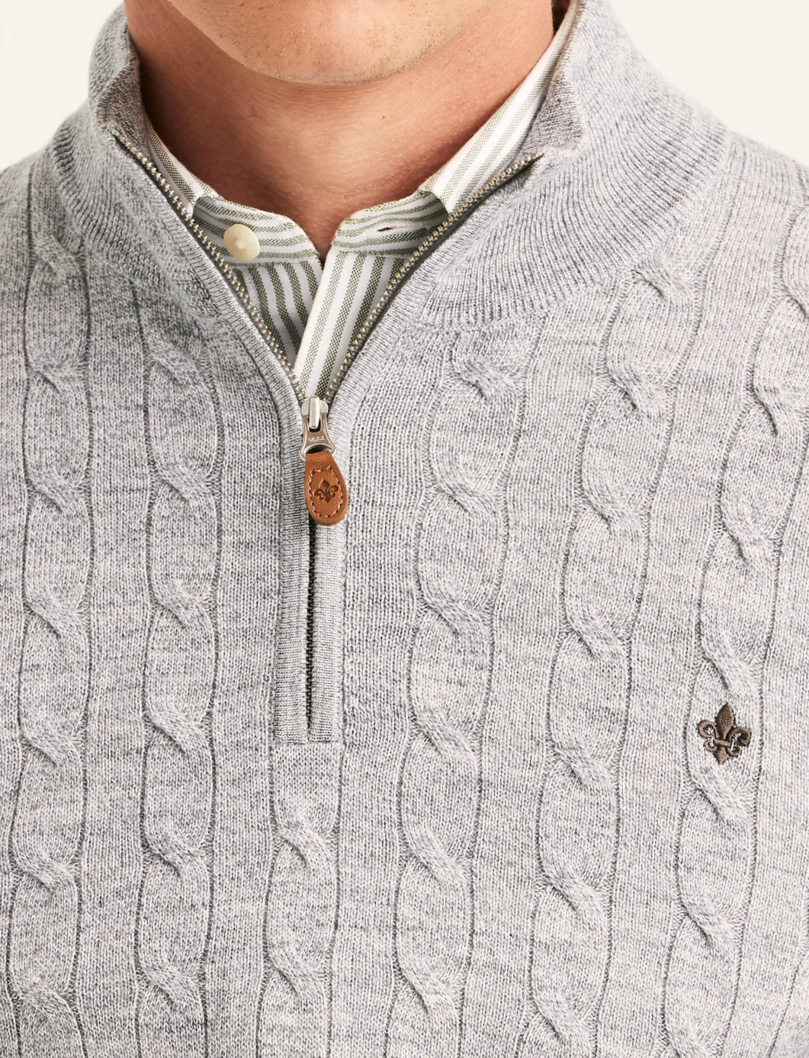 Morris Merino Cable John Zip stickade tröjor herr – bild 4