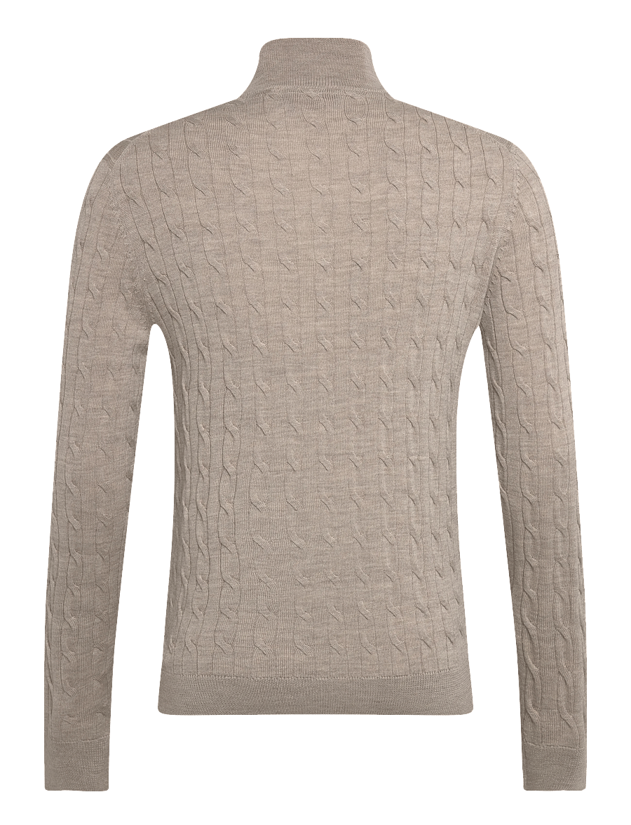 Morris - Merino Cable John Zip - pullover mit halbem reißverschluss - khaki - 1