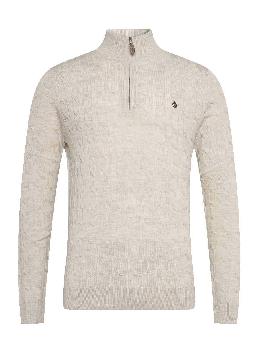Morris - Merino Cable John Zip - pullover mit halbem reißverschluss - off white - 1