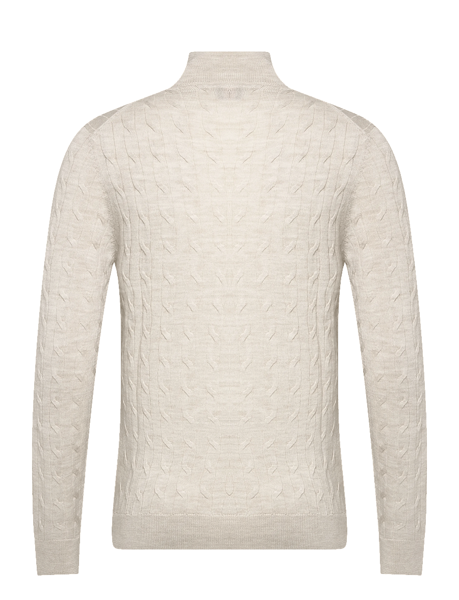 Morris - Merino Cable John Zip - pullover mit halbem reißverschluss - off white - 2