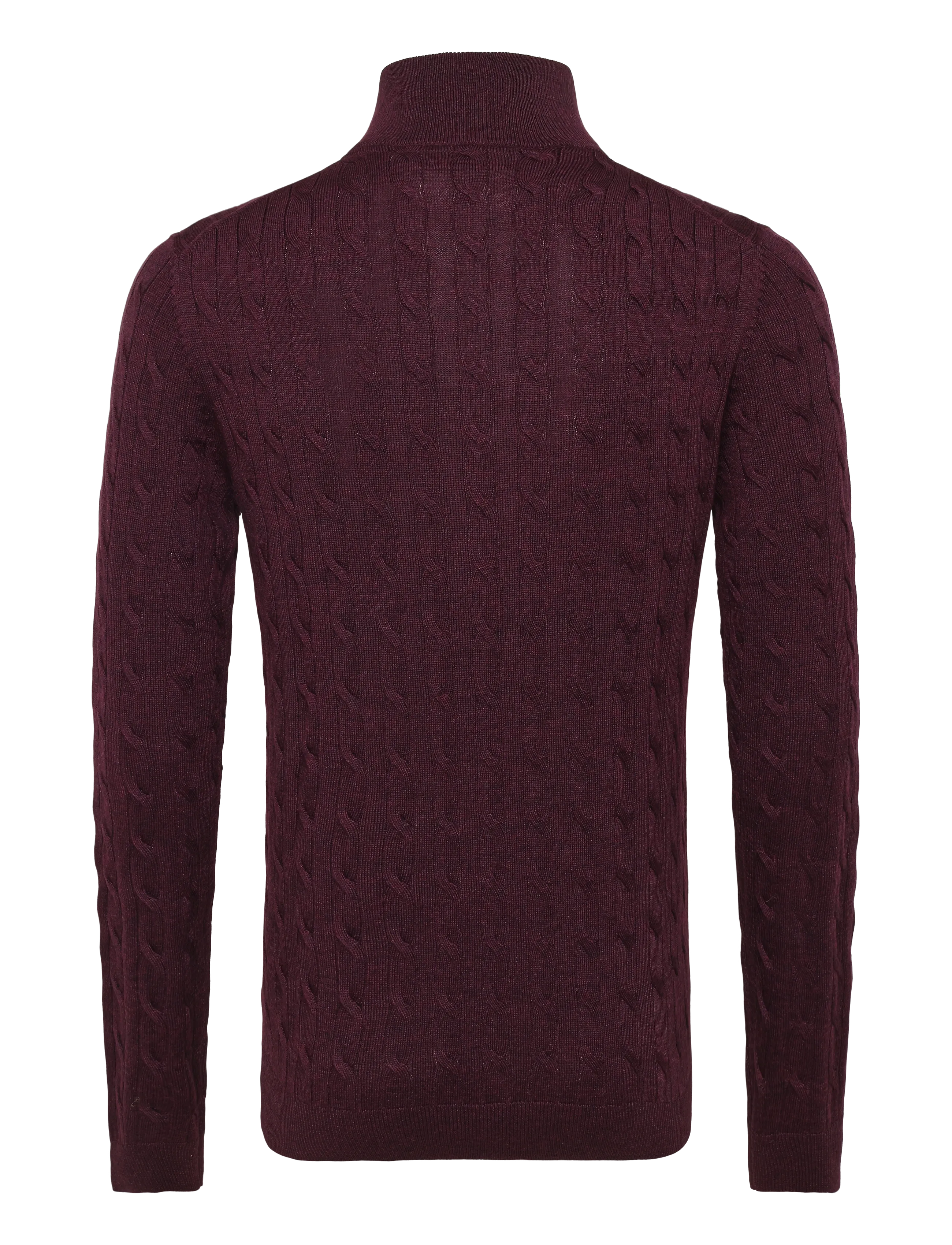 Morris - Merino Cable John Zip - pullover mit halbem reißverschluss - wine red - 2