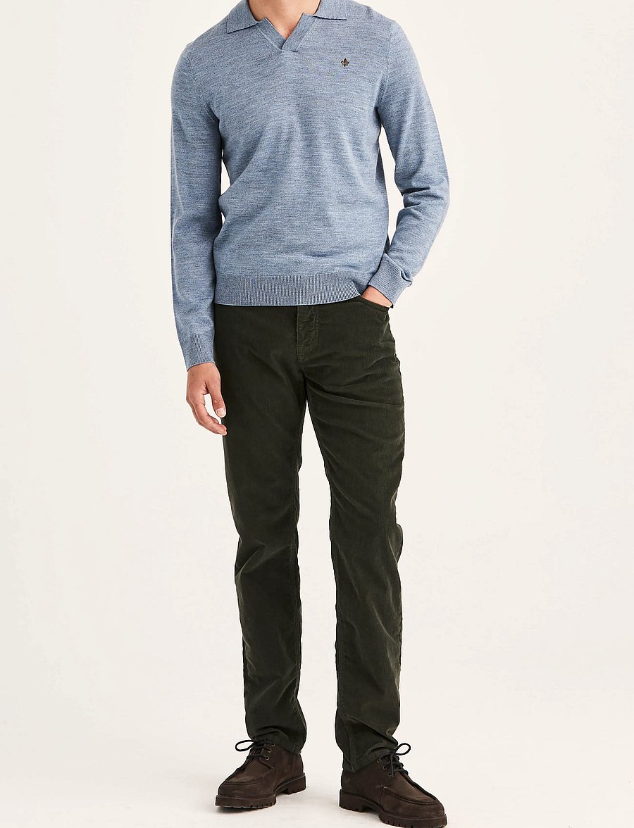 Morris - Merino Resort Polo - langärmelige strick-polohemden - blue - 3