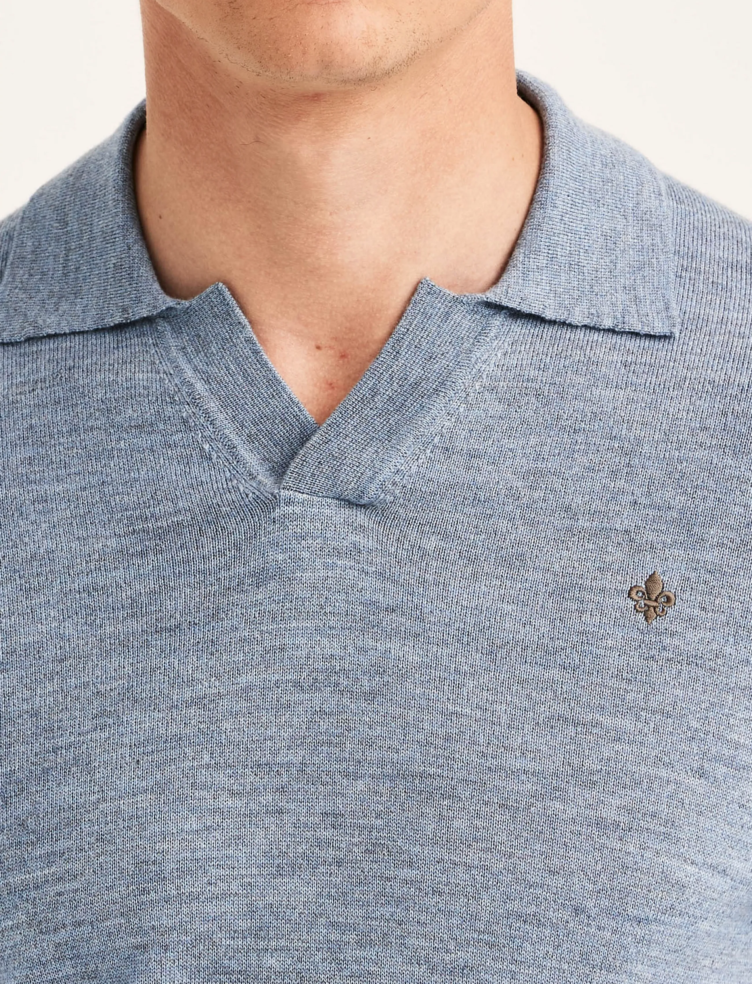 Morris - Merino Resort Polo - langärmelige strick-polohemden - blue - 5