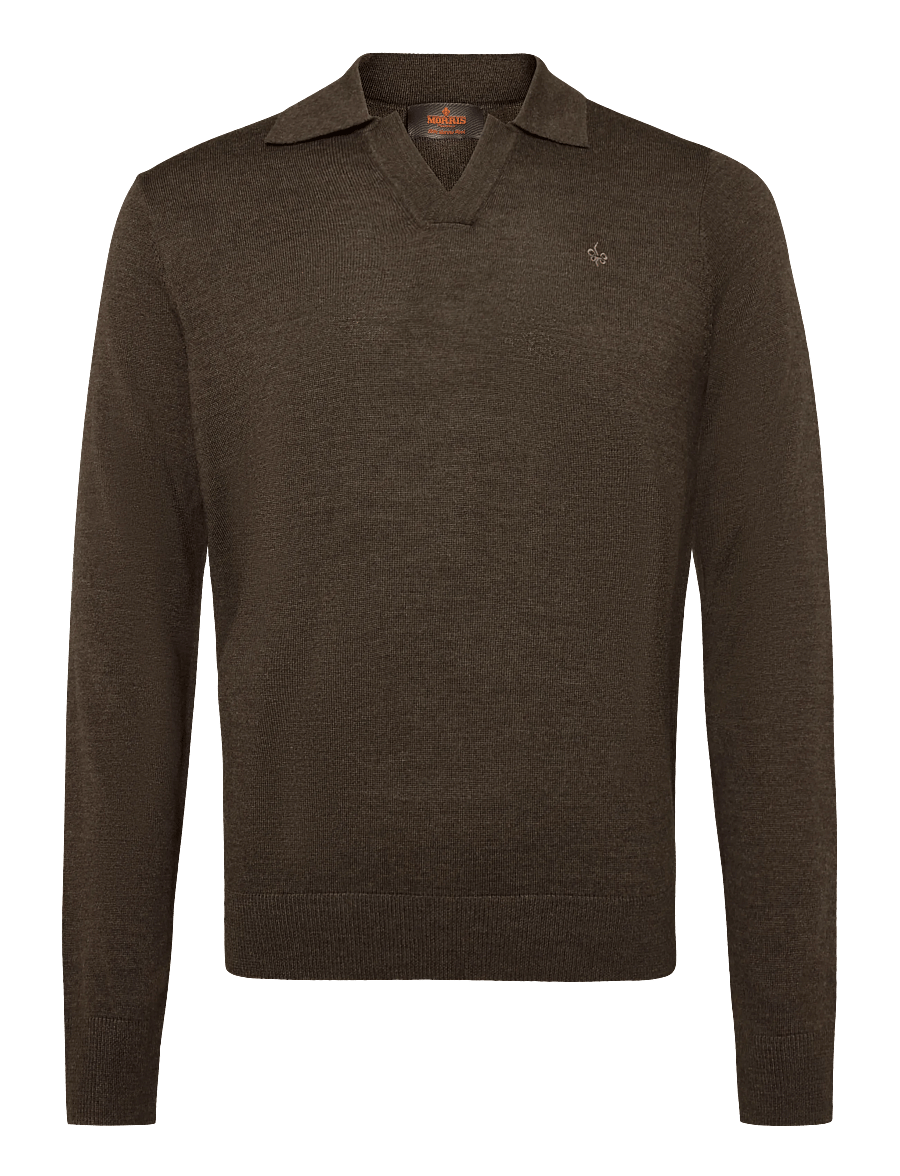 Morris - Merino Resort Polo - pikkade varrukatega kootud polod - brown - 1