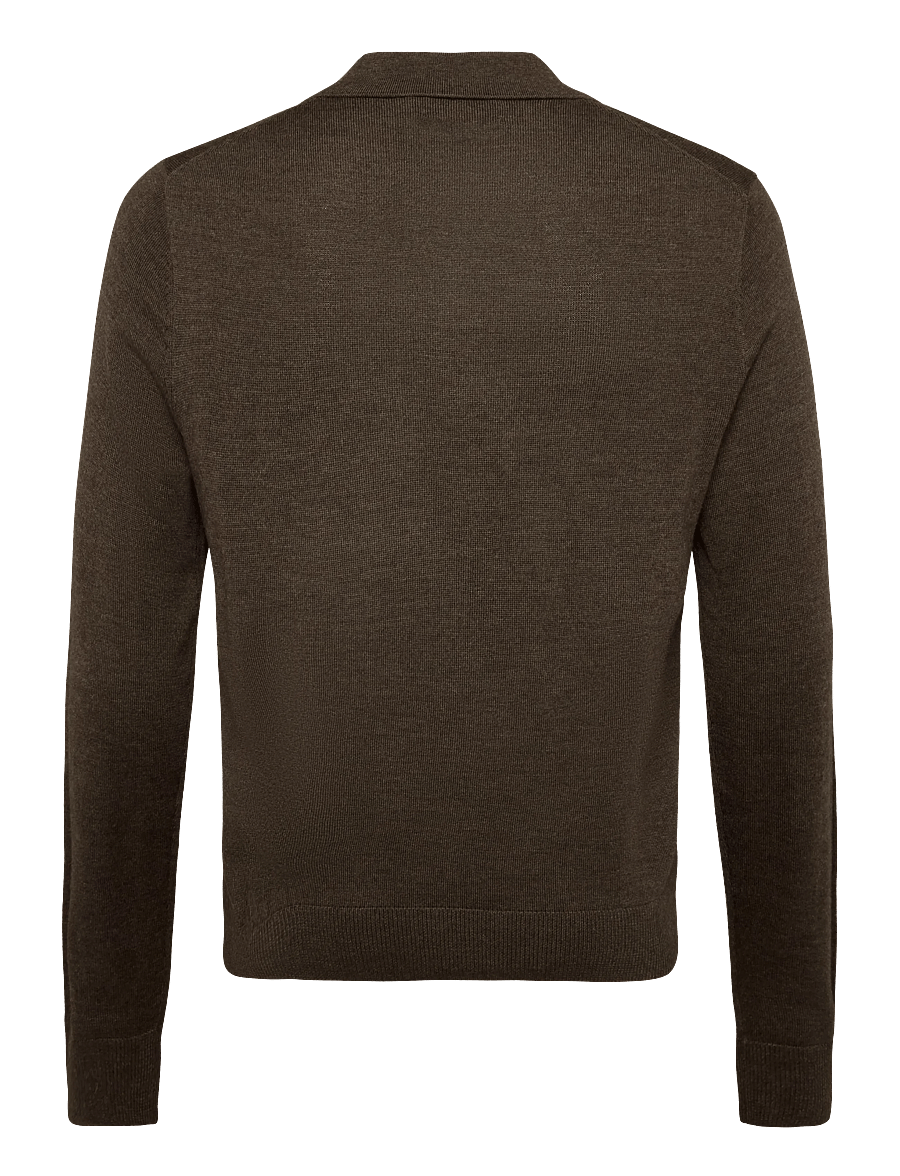 Morris - Merino Resort Polo - pikkade varrukatega kootud polod - brown - 2