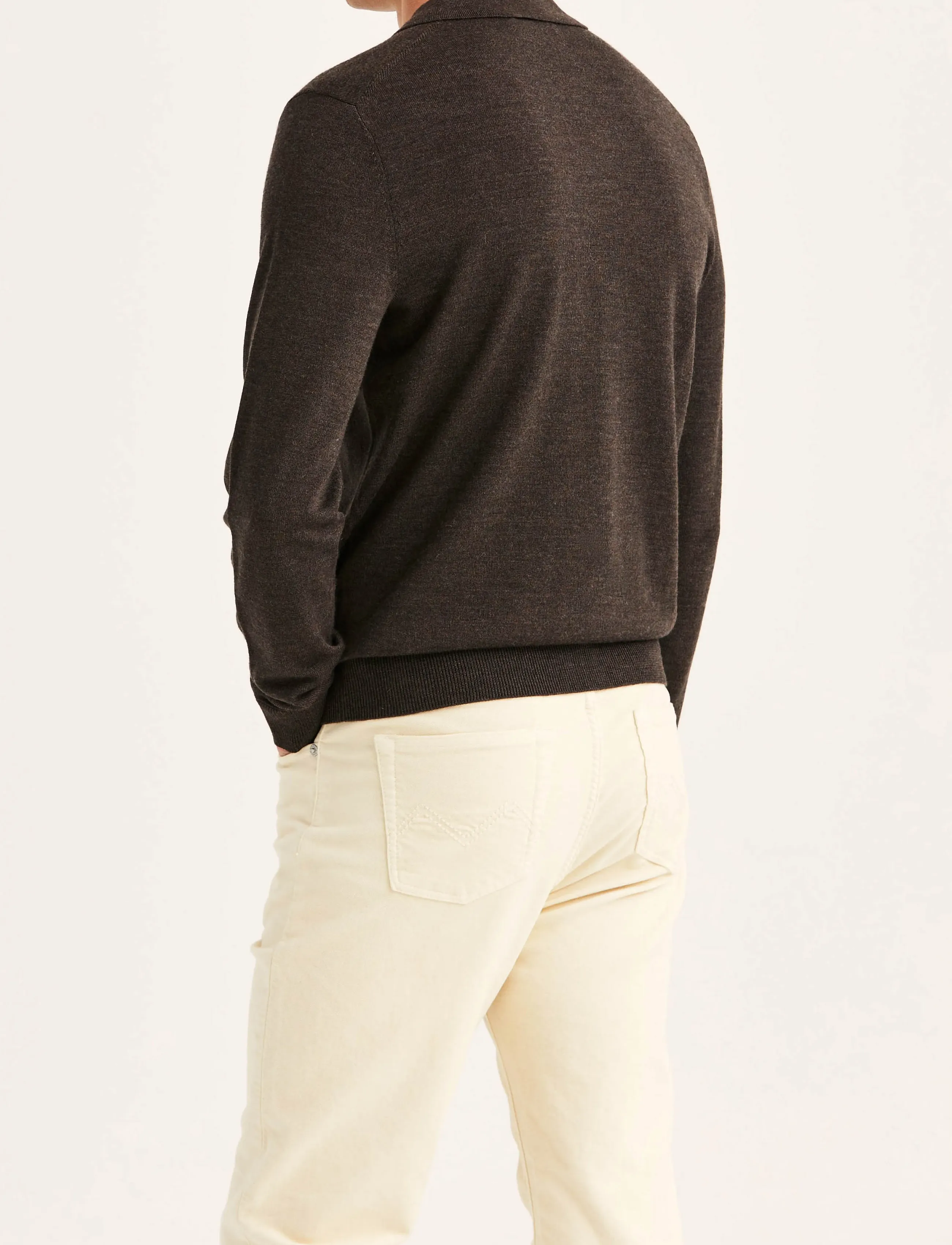 Morris - Merino Resort Polo - pikkade varrukatega kootud polod - brown - 4