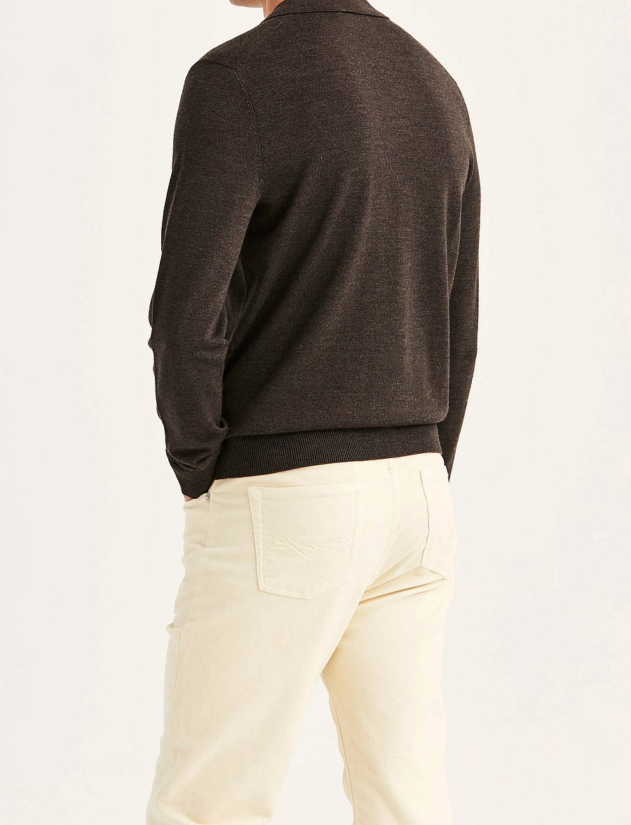 Morris - Merino Resort Polo - pikkade varrukatega kootud polod - brown - 4