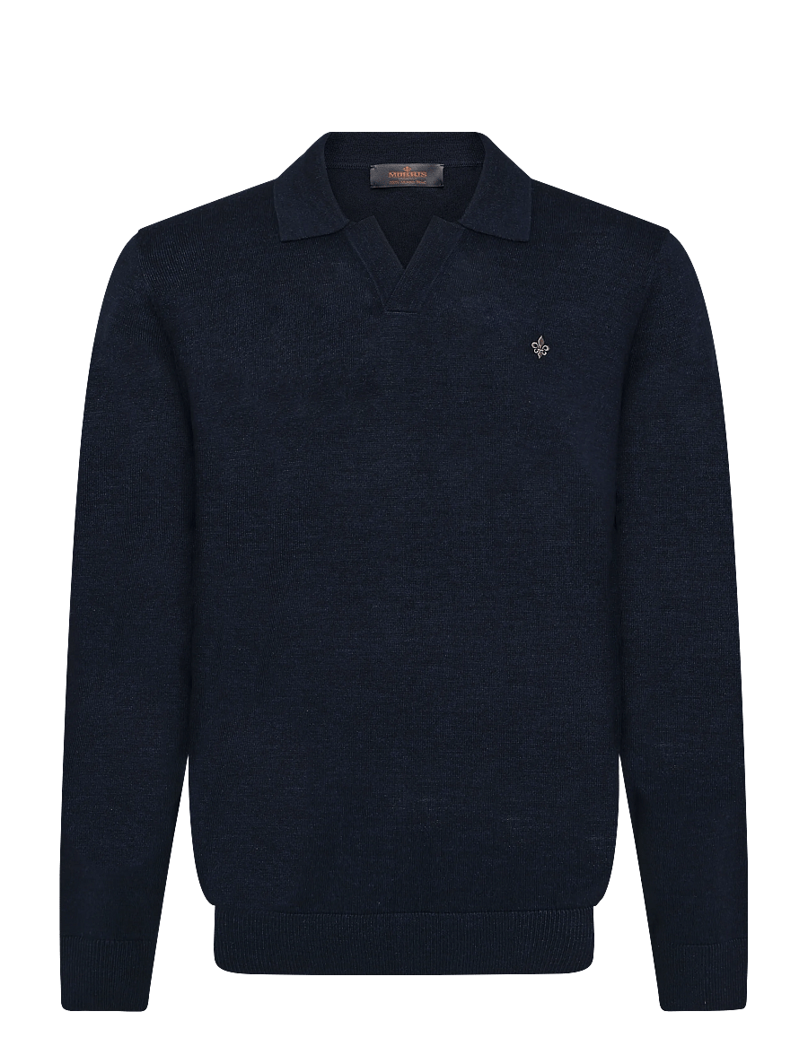 Morris - Merino Resort Polo - pikkade varrukatega kootud polod - navy - 1