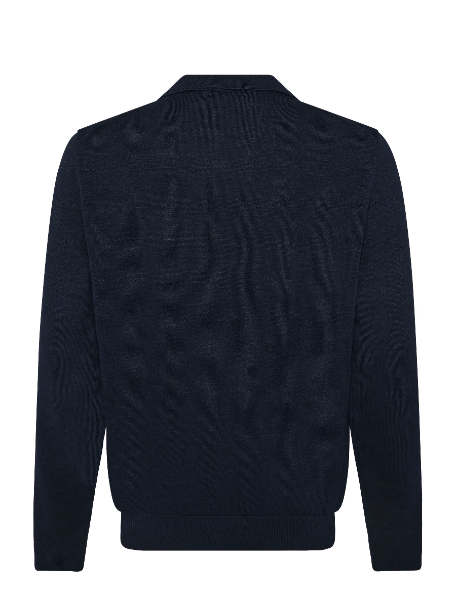 Morris - Merino Resort Polo - pikkade varrukatega kootud polod - navy - 2