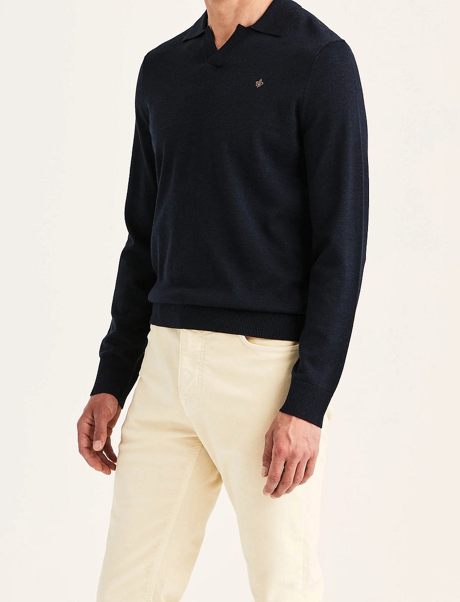 Morris - Merino Resort Polo - pikkade varrukatega kootud polod - navy - 0