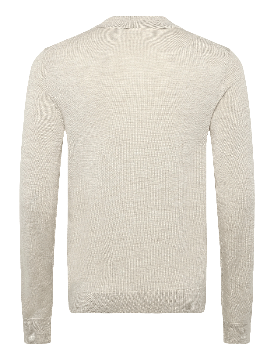 Morris - Merino Resort Polo - langärmelige strick-polohemden - off white - 2