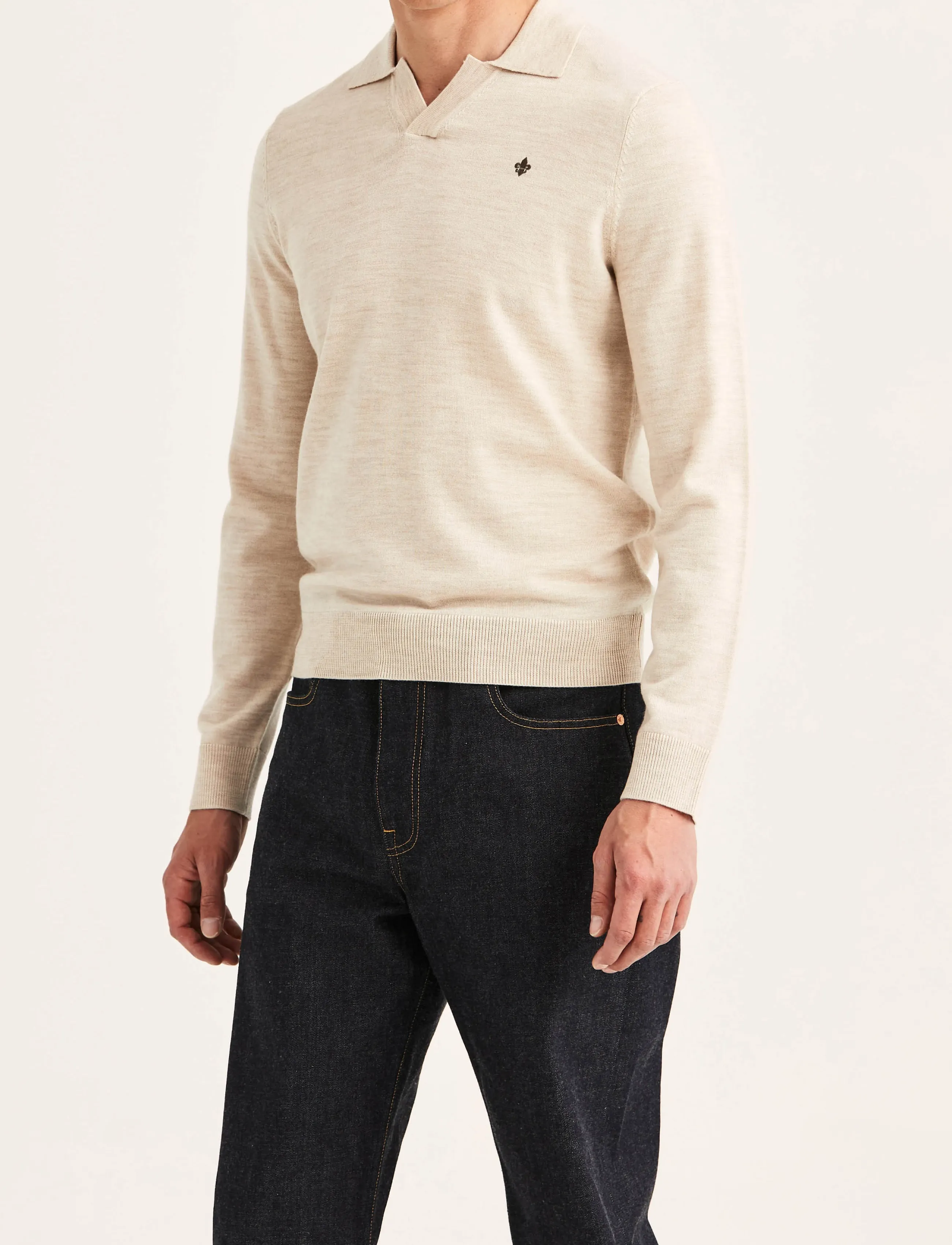 Morris Merino Resort Polo - Strickmode - OFF WHITE / cream