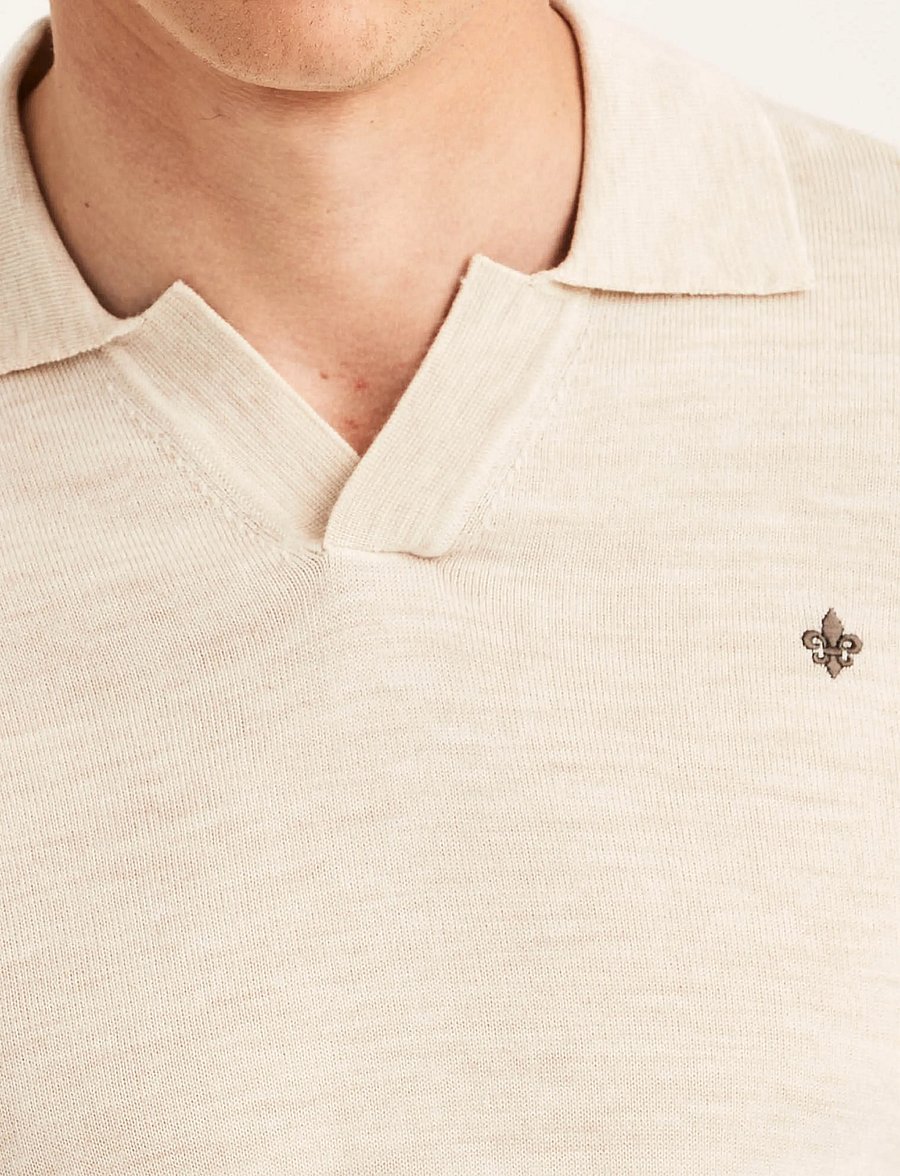 Morris - Merino Resort Polo - langärmelige strick-polohemden - off white - 5