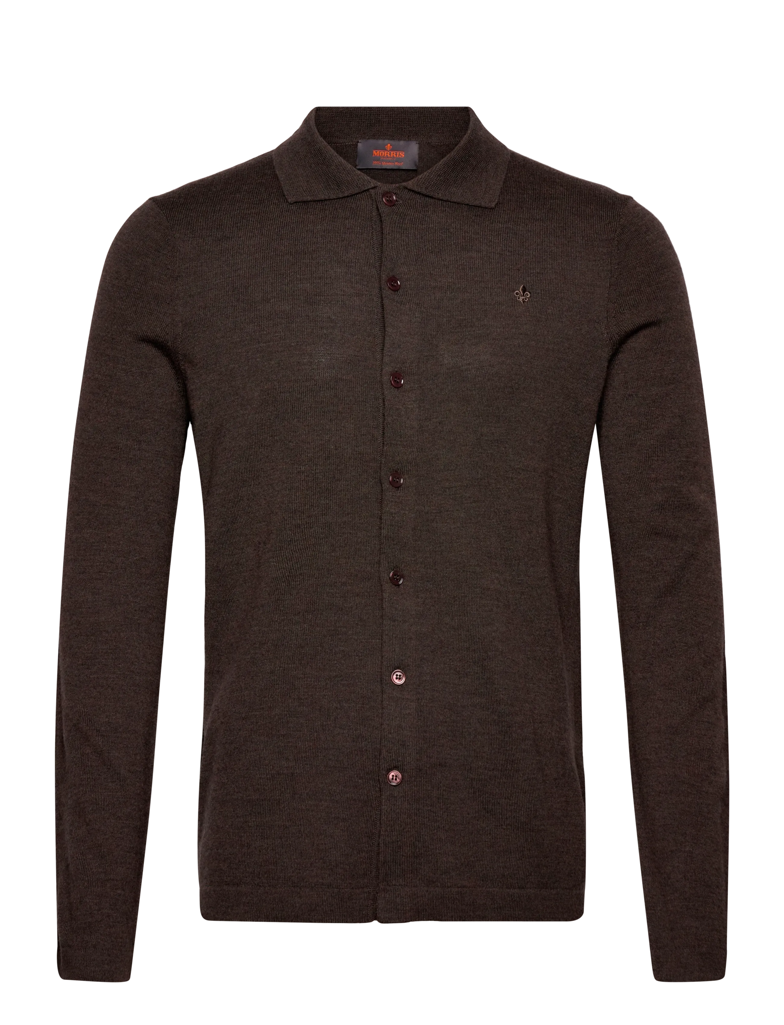 Morris Merino Shirt Cardigan - Koftor - BROWN / brown