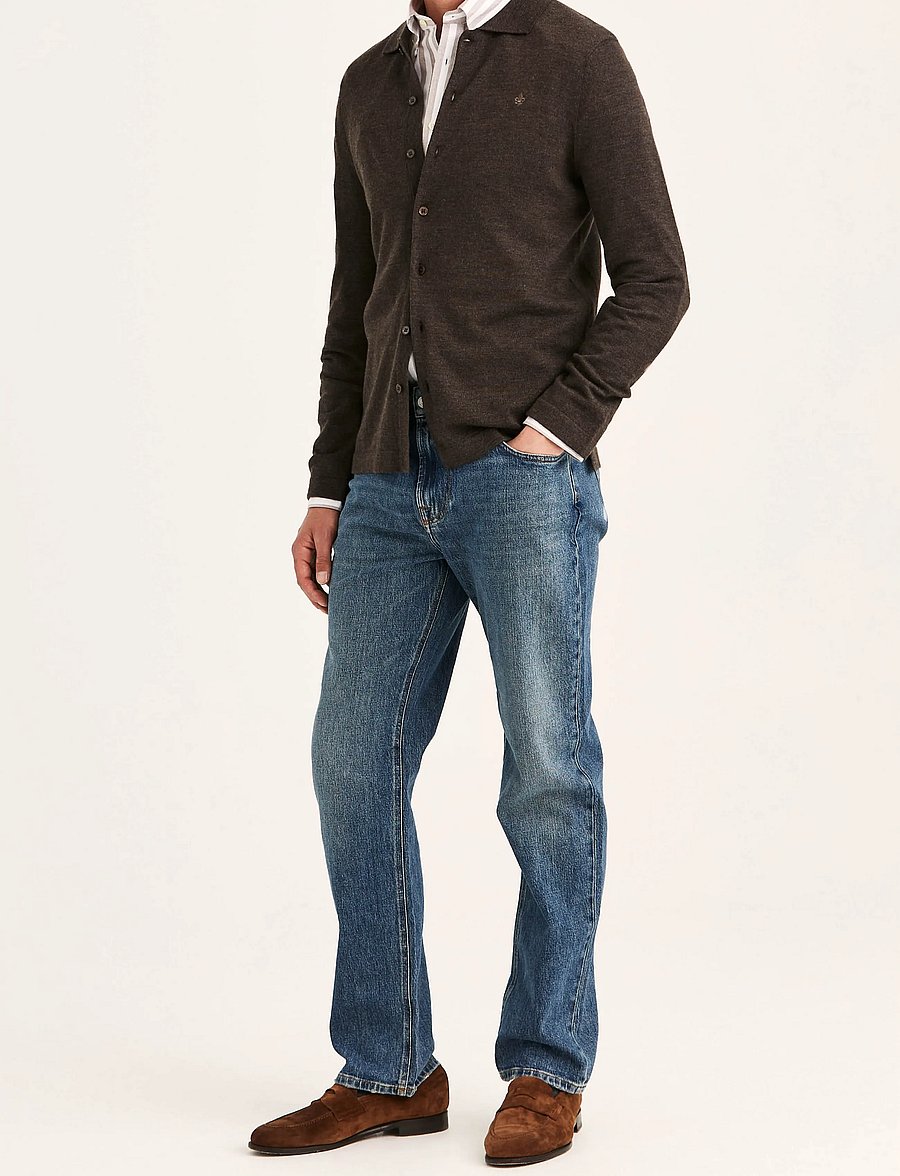 Morris - Merino Shirt Cardigan - koftor - brown - 3