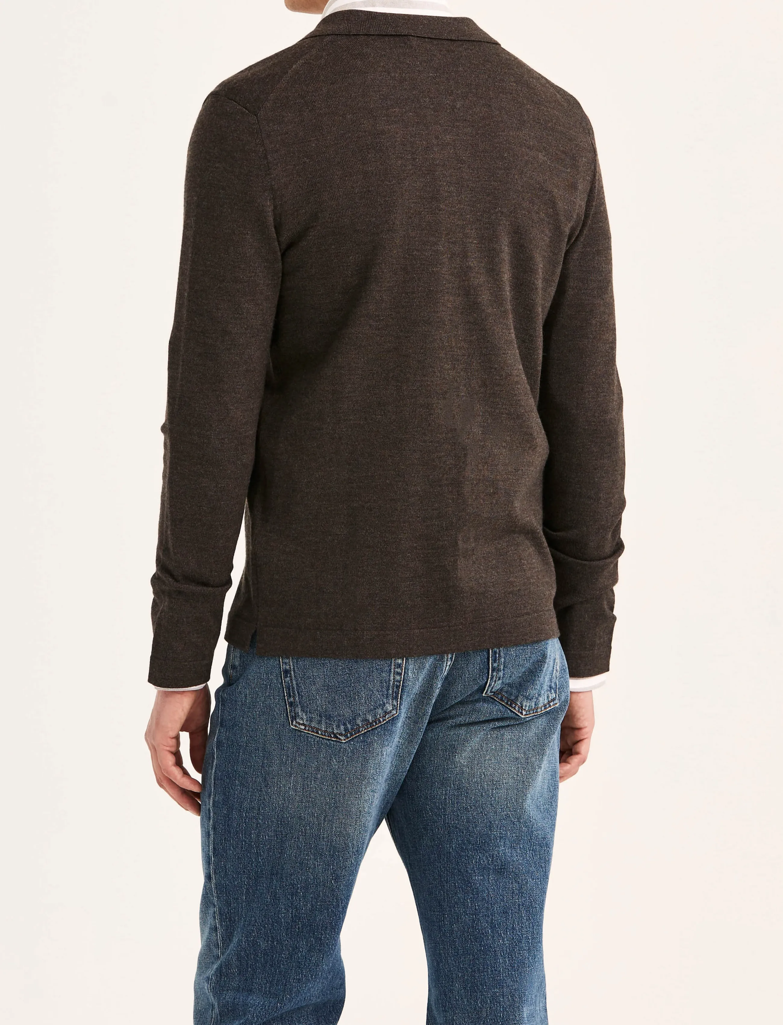 Morris - Merino Shirt Cardigan - koftor - brown - 4