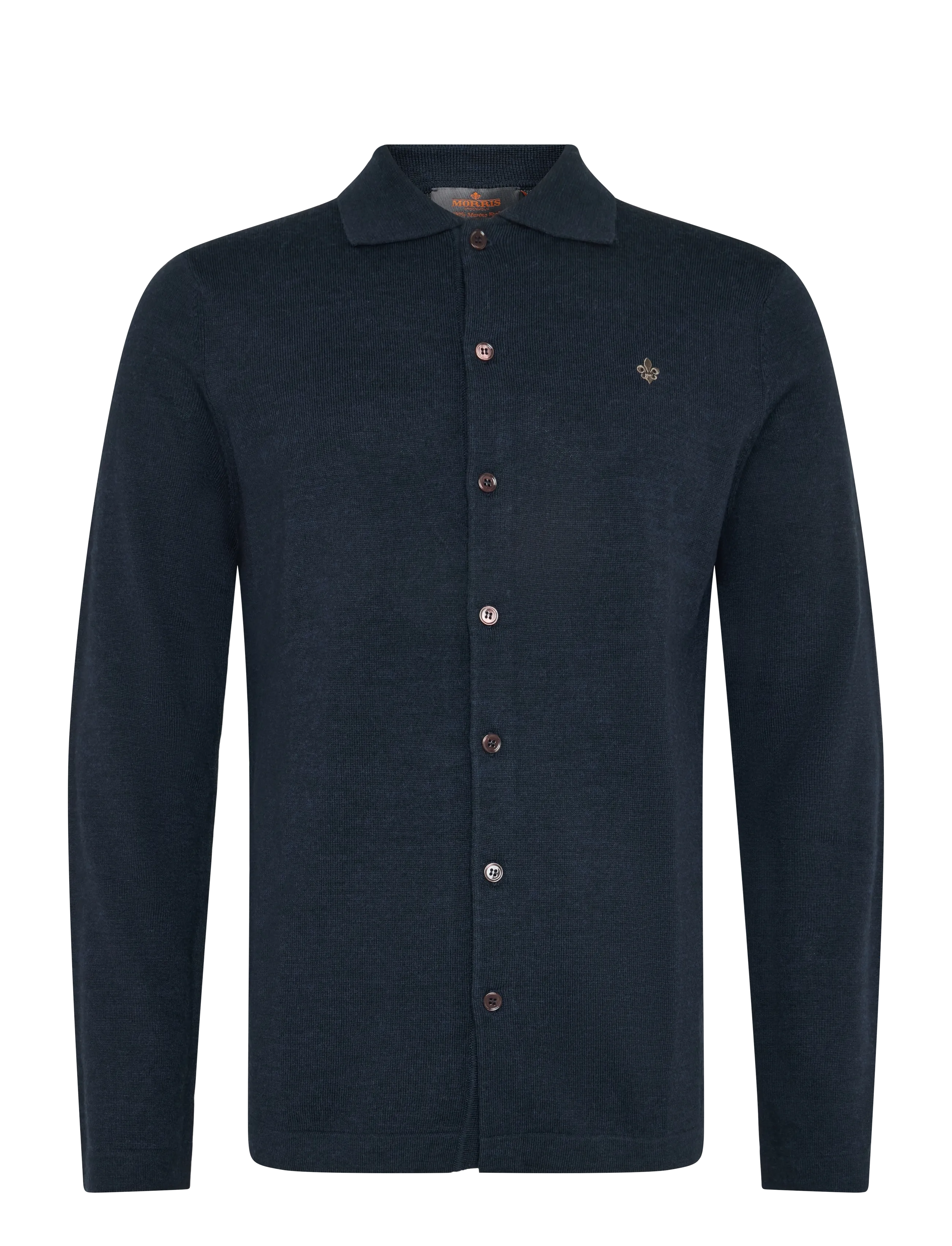 Morris - Merino Shirt Cardigan - cardigans - navy - 1