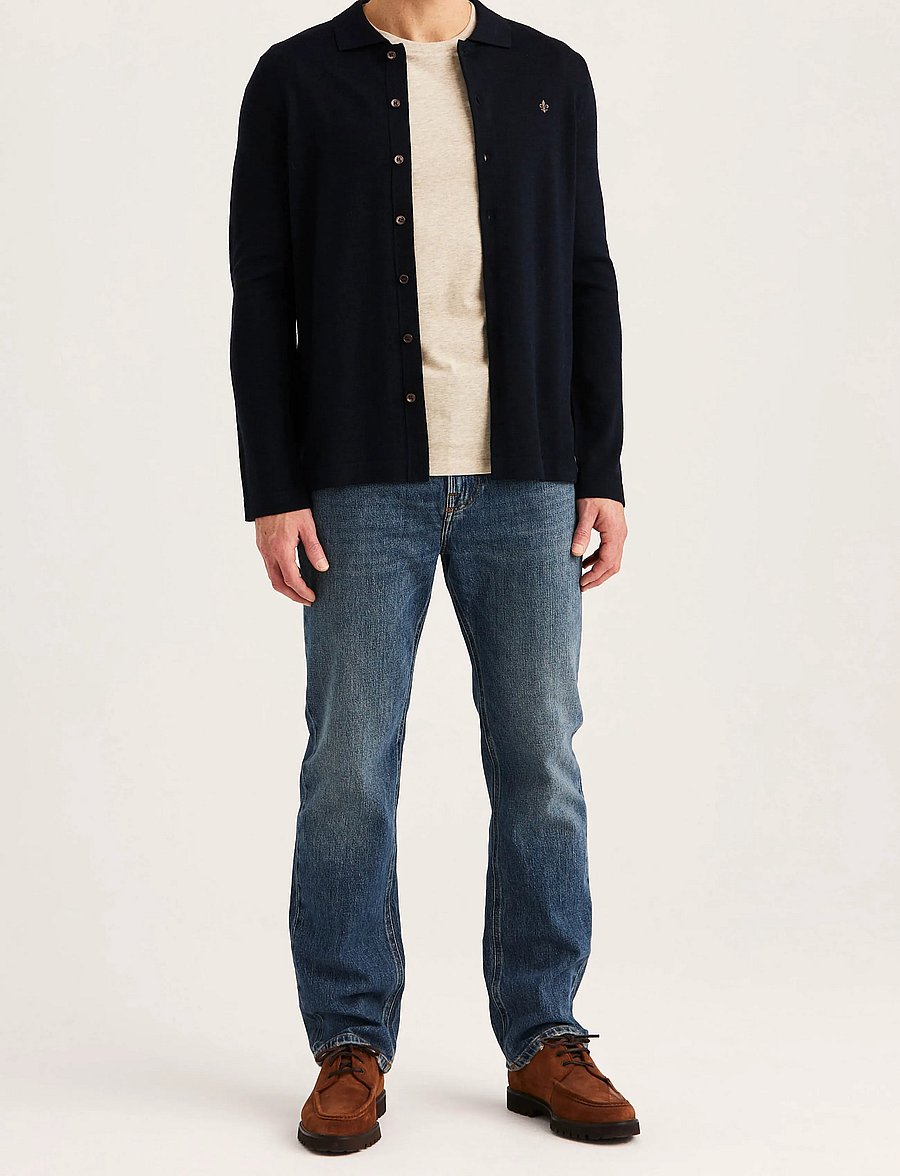Morris - Merino Shirt Cardigan - cardigans - navy - 3